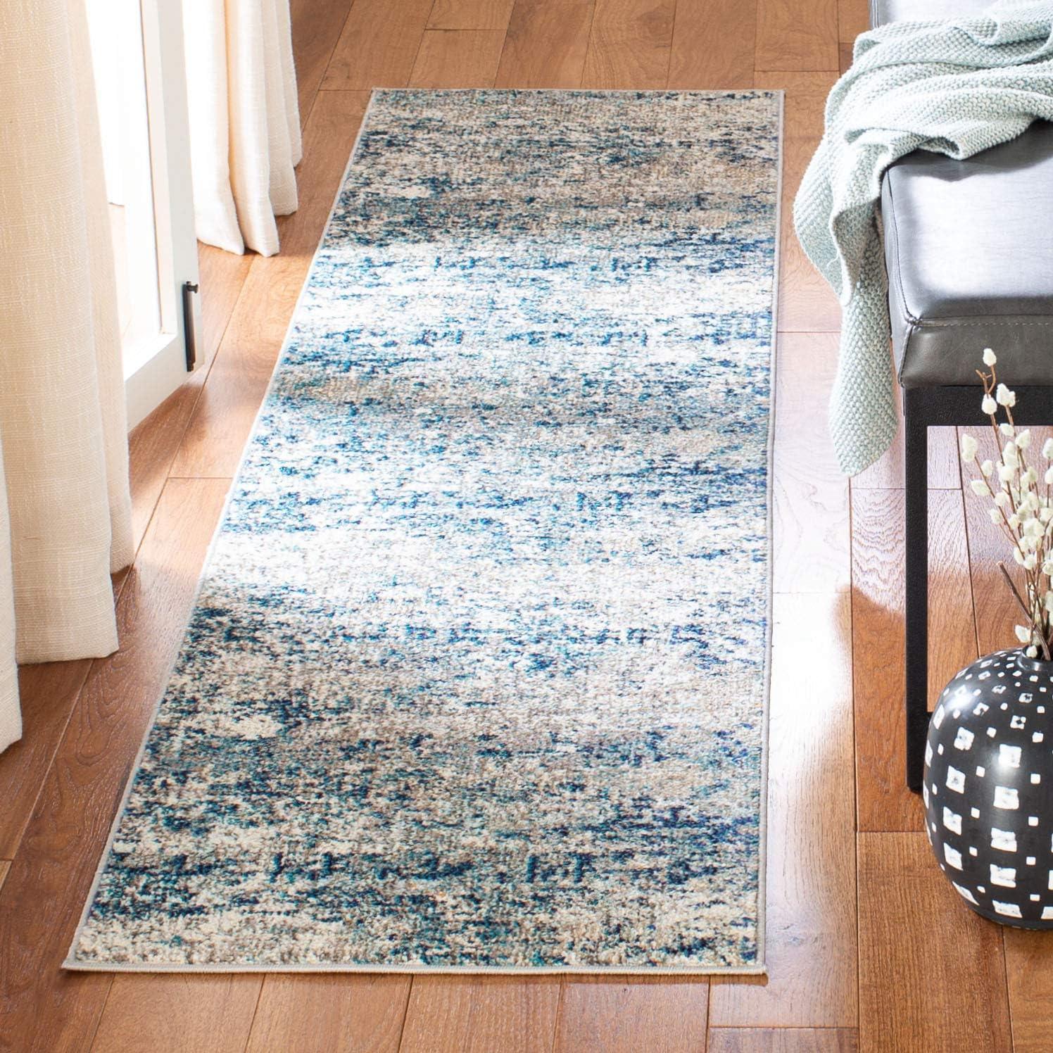 image:imageSAFAVIEH Area Rug 8x10 Madison Collection Large Grey amp Pink Modern Abstract Design NonShedding amp Easy Cleaning Ideal for Living Room Bedroom Office Dining Space MAD460AGreyBlue