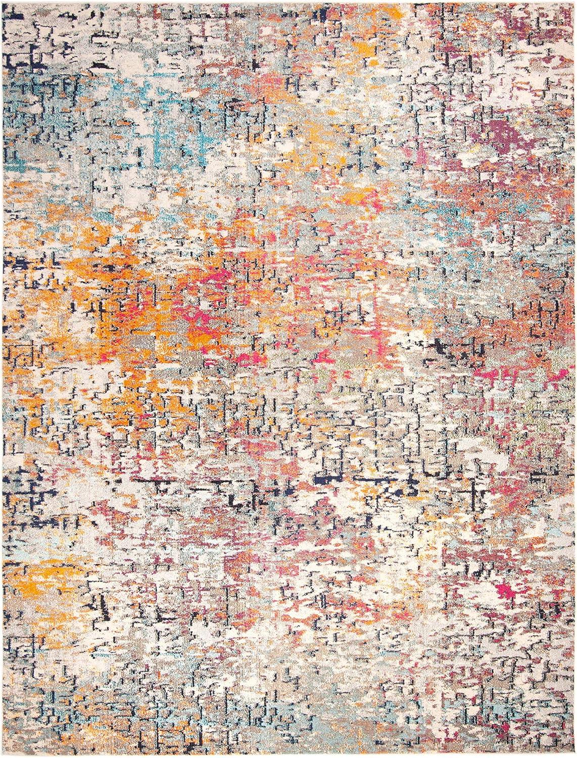 image:imageSAFAVIEH Area Rug 8x10 Madison Collection Large Grey amp Pink Modern Abstract Design NonShedding amp Easy Cleaning Ideal for Living Room Bedroom Office Dining Space MAD460AGreyPink