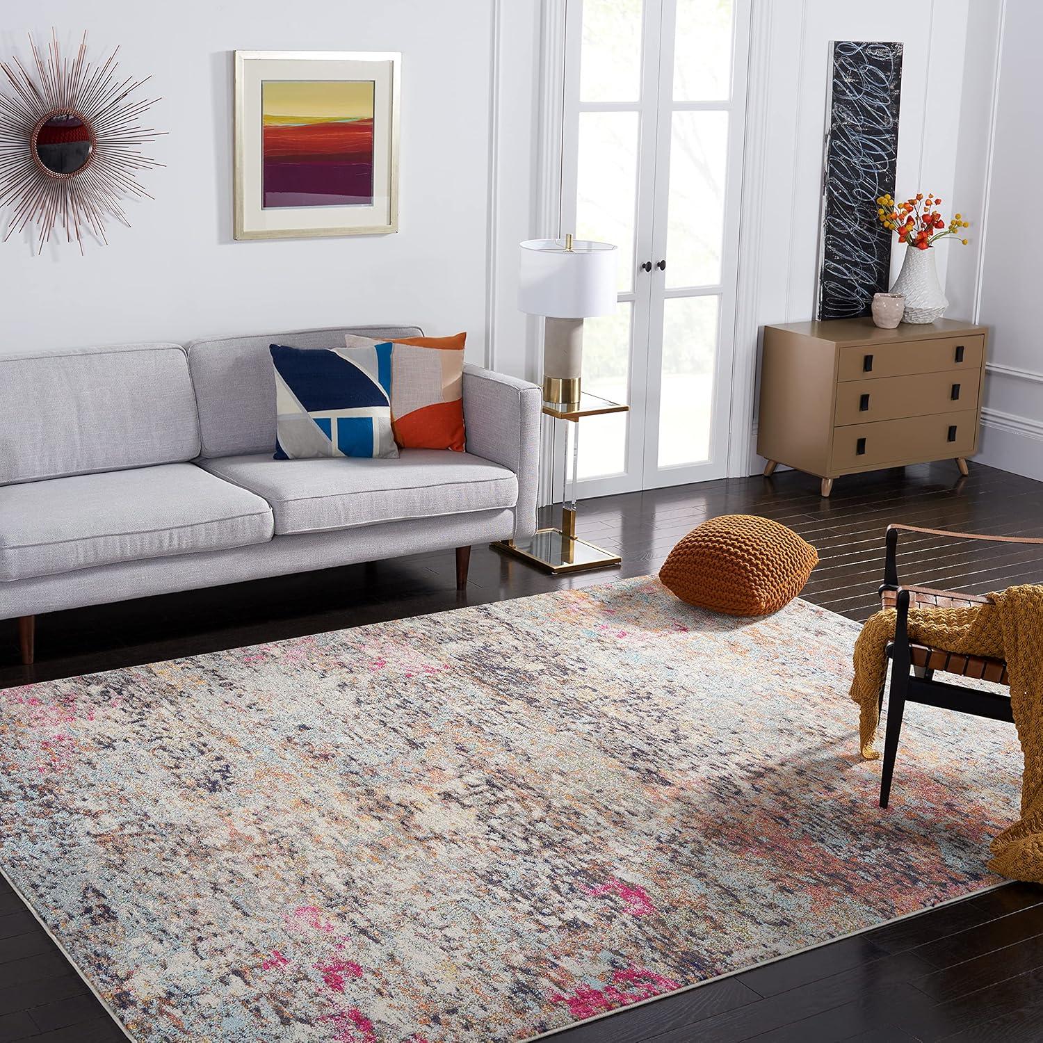 image:imageSAFAVIEH Area Rug 8x10 Madison Collection Large Grey amp Pink Modern Abstract Design NonShedding amp Easy Cleaning Ideal for Living Room Bedroom Office Dining Space MAD460ABlackGold