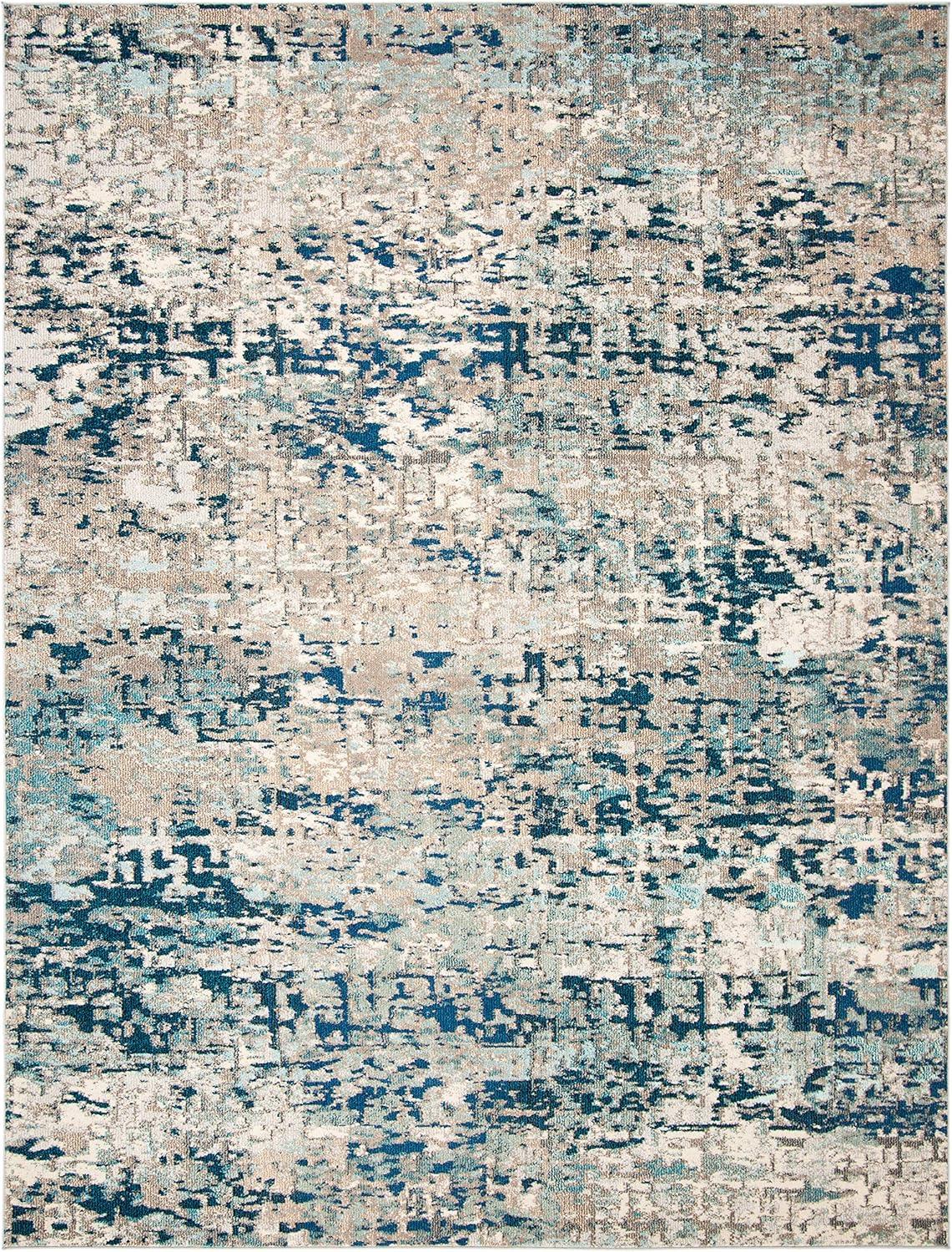 image:imageSAFAVIEH Area Rug 8x10 Madison Collection Large Grey amp Pink Modern Abstract Design NonShedding amp Easy Cleaning Ideal for Living Room Bedroom Office Dining Space MAD460AGreyBlue