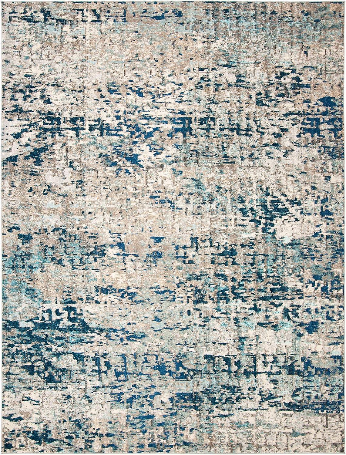 image:imageSAFAVIEH Area Rug 8x10 Madison Collection Large Grey amp Pink Modern Abstract Design NonShedding amp Easy Cleaning Ideal for Living Room Bedroom Office Dining Space MAD460AGreyBlue