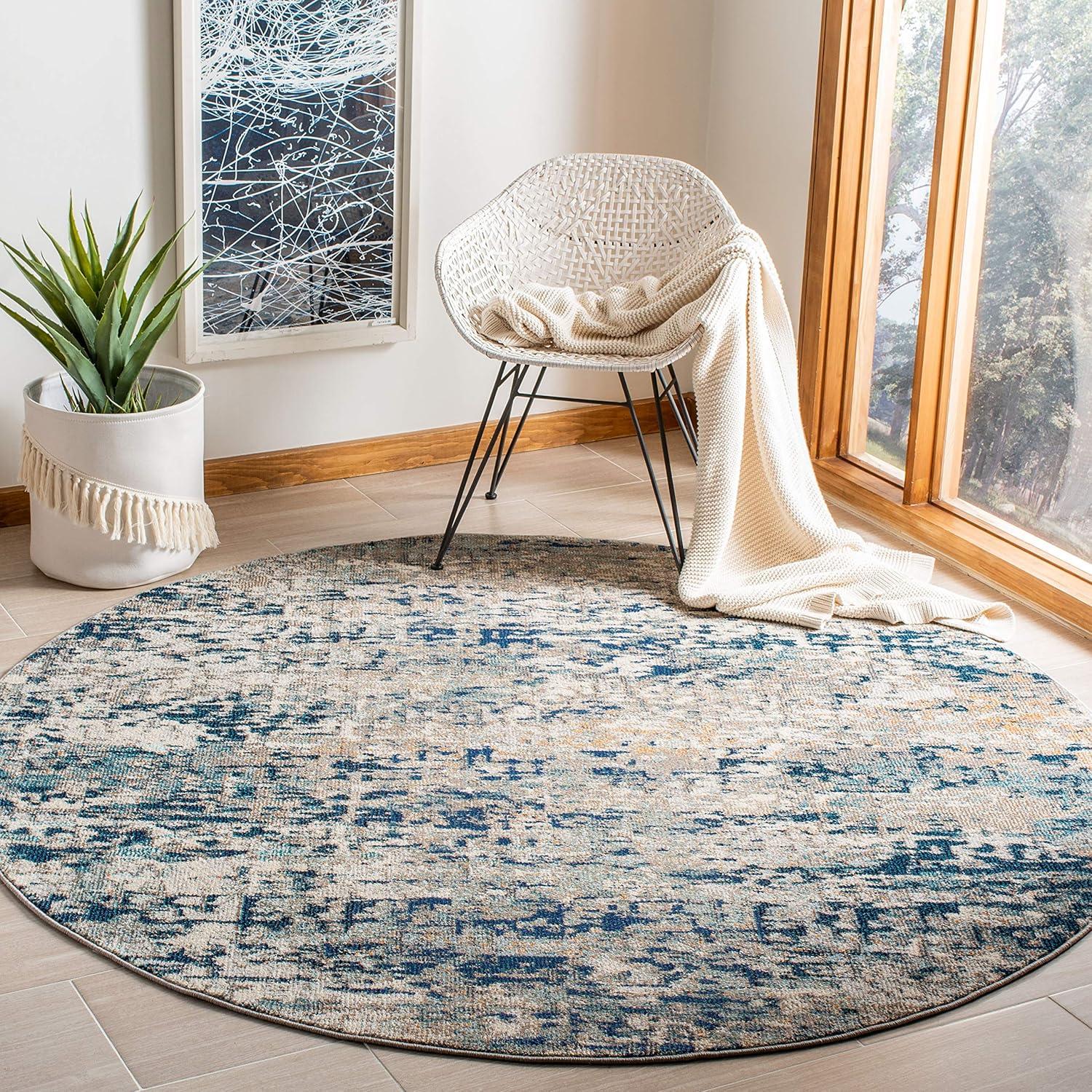 image:imageSAFAVIEH Area Rug 8x10 Madison Collection Large Grey amp Pink Modern Abstract Design NonShedding amp Easy Cleaning Ideal for Living Room Bedroom Office Dining Space MAD460AGreyBlue