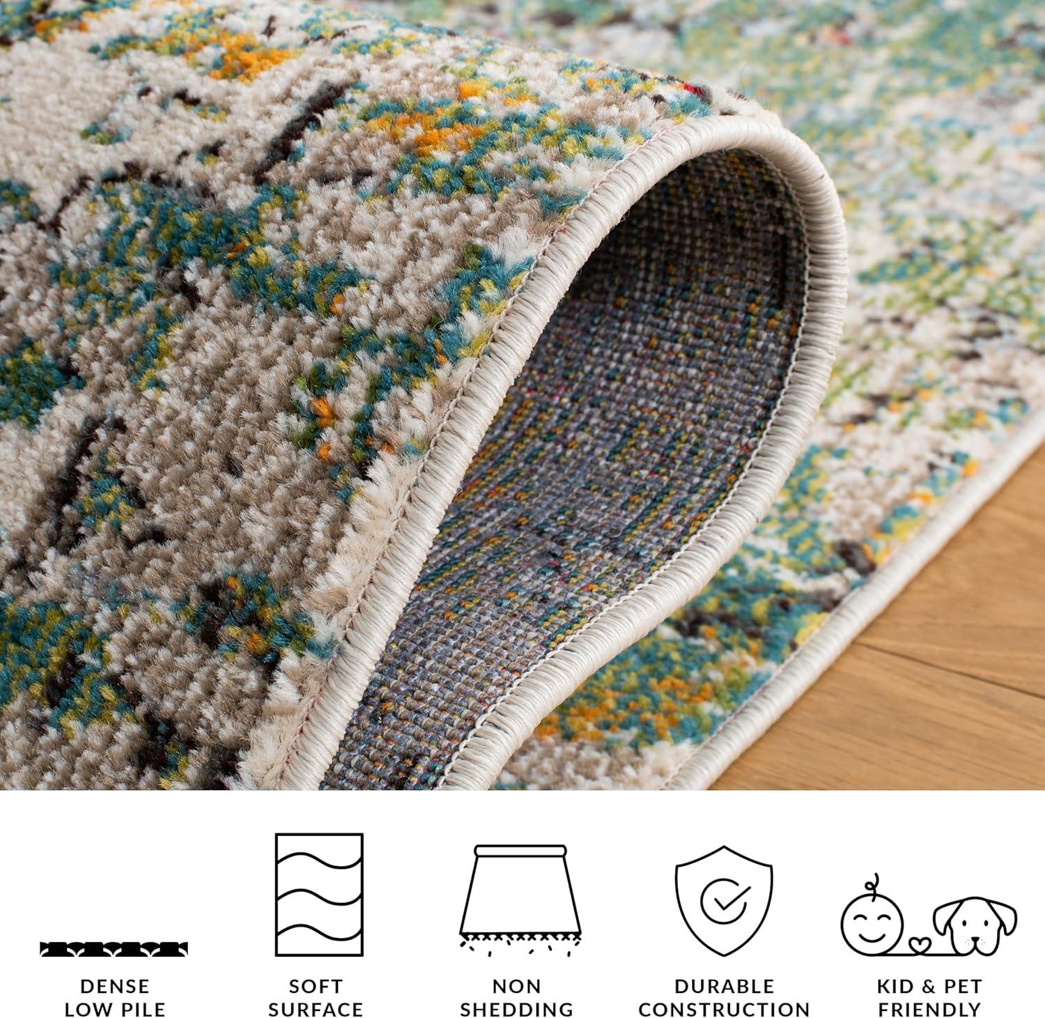 image:imageSAFAVIEH Area Rug 8x10 Madison Collection Large Grey amp Pink Modern Abstract Design NonShedding amp Easy Cleaning Ideal for Living Room Bedroom Office Dining Space MAD460AGreenTurquoise