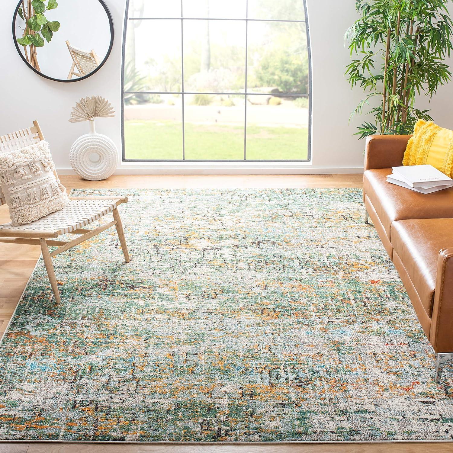 image:imageSAFAVIEH Area Rug 8x10 Madison Collection Large Grey amp Pink Modern Abstract Design NonShedding amp Easy Cleaning Ideal for Living Room Bedroom Office Dining Space MAD460AGreenTurquoise