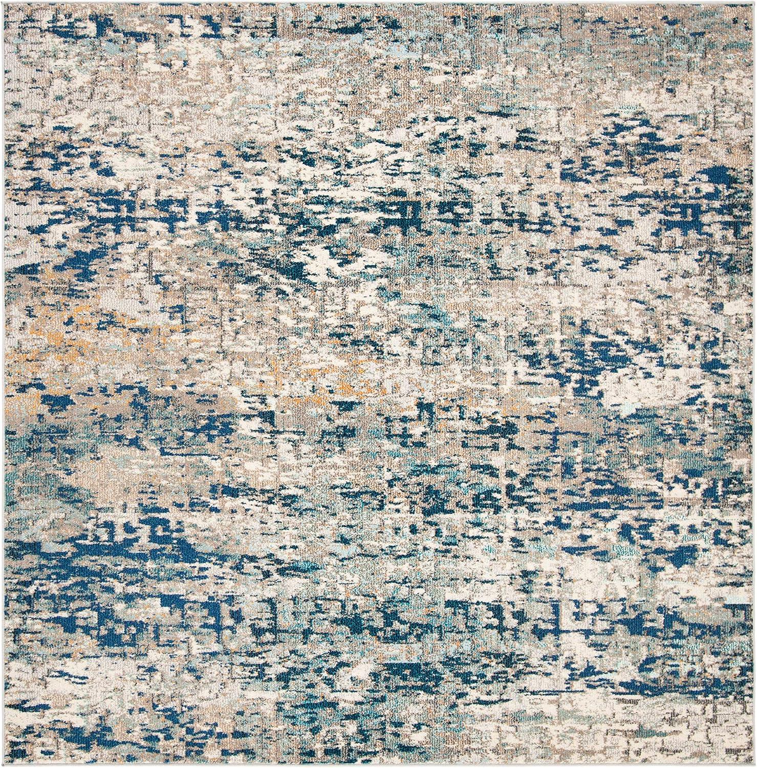 image:imageSAFAVIEH Area Rug 8x10 Madison Collection Large Grey amp Pink Modern Abstract Design NonShedding amp Easy Cleaning Ideal for Living Room Bedroom Office Dining Space MAD460AGreyBlue