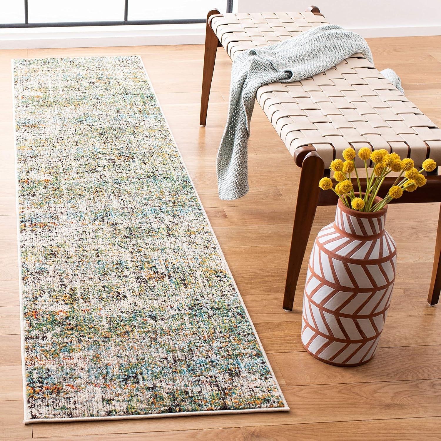 image:imageSAFAVIEH Area Rug 8x10 Madison Collection Large Grey amp Pink Modern Abstract Design NonShedding amp Easy Cleaning Ideal for Living Room Bedroom Office Dining Space MAD460AGreenTurquoise