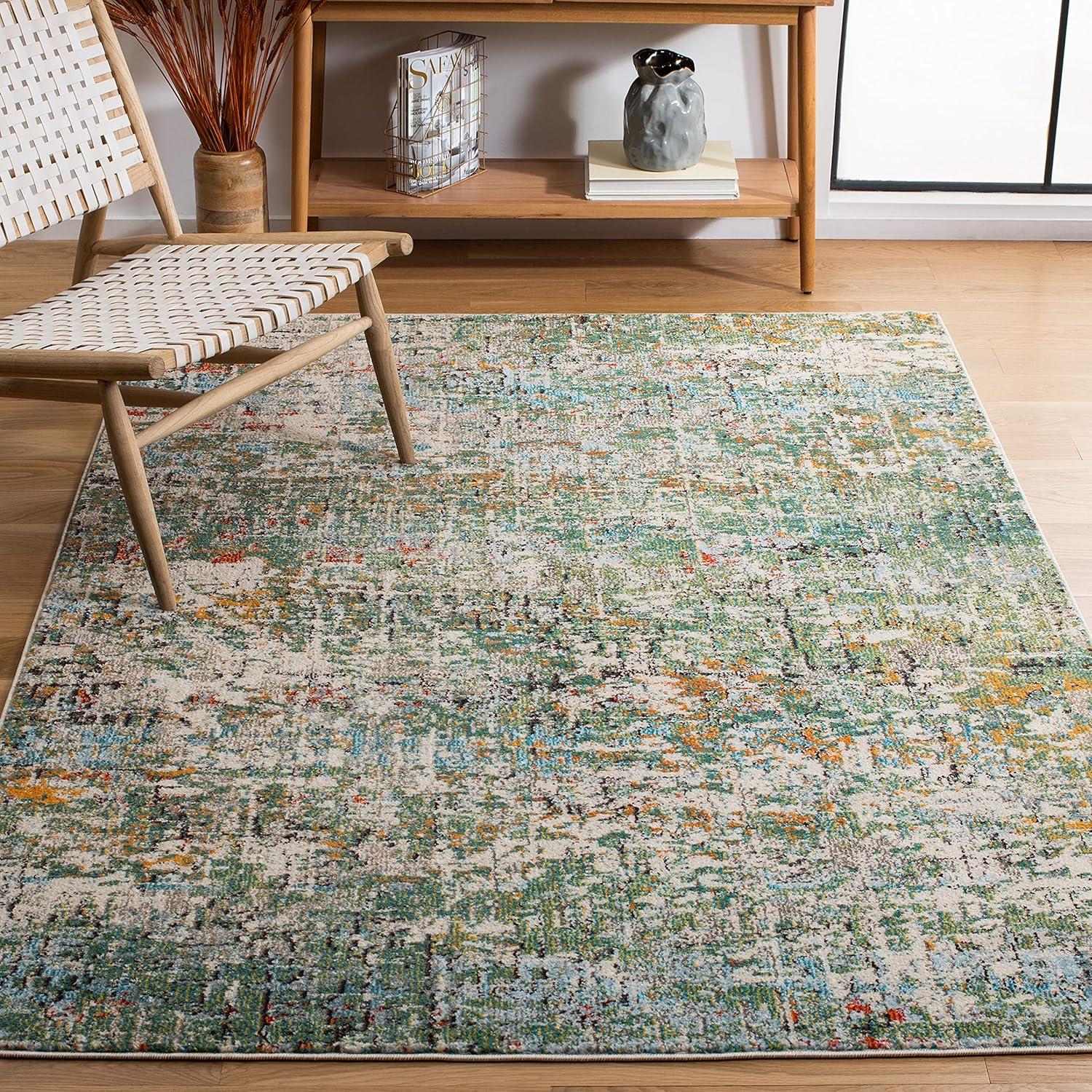 image:imageSAFAVIEH Area Rug 8x10 Madison Collection Large Grey amp Pink Modern Abstract Design NonShedding amp Easy Cleaning Ideal for Living Room Bedroom Office Dining Space MAD460AGreenTurquoise