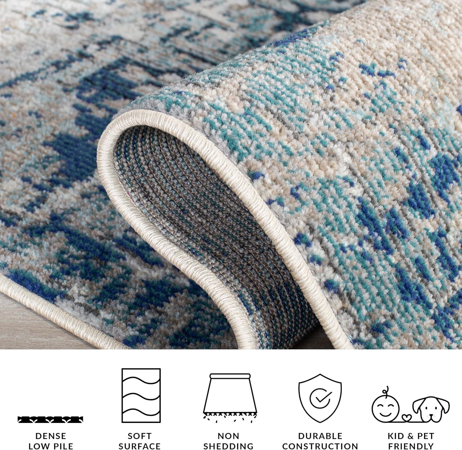 image:imageSAFAVIEH Area Rug 8x10 Madison Collection Large Grey amp Pink Modern Abstract Design NonShedding amp Easy Cleaning Ideal for Living Room Bedroom Office Dining Space MAD460AGreyBlue