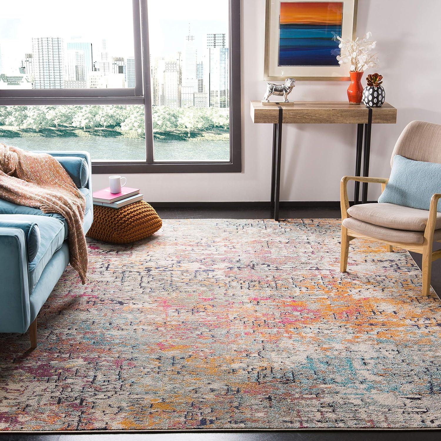image:imageSAFAVIEH Area Rug 8x10 Madison Collection Large Grey amp Pink Modern Abstract Design NonShedding amp Easy Cleaning Ideal for Living Room Bedroom Office Dining Space MAD460AGreyPink