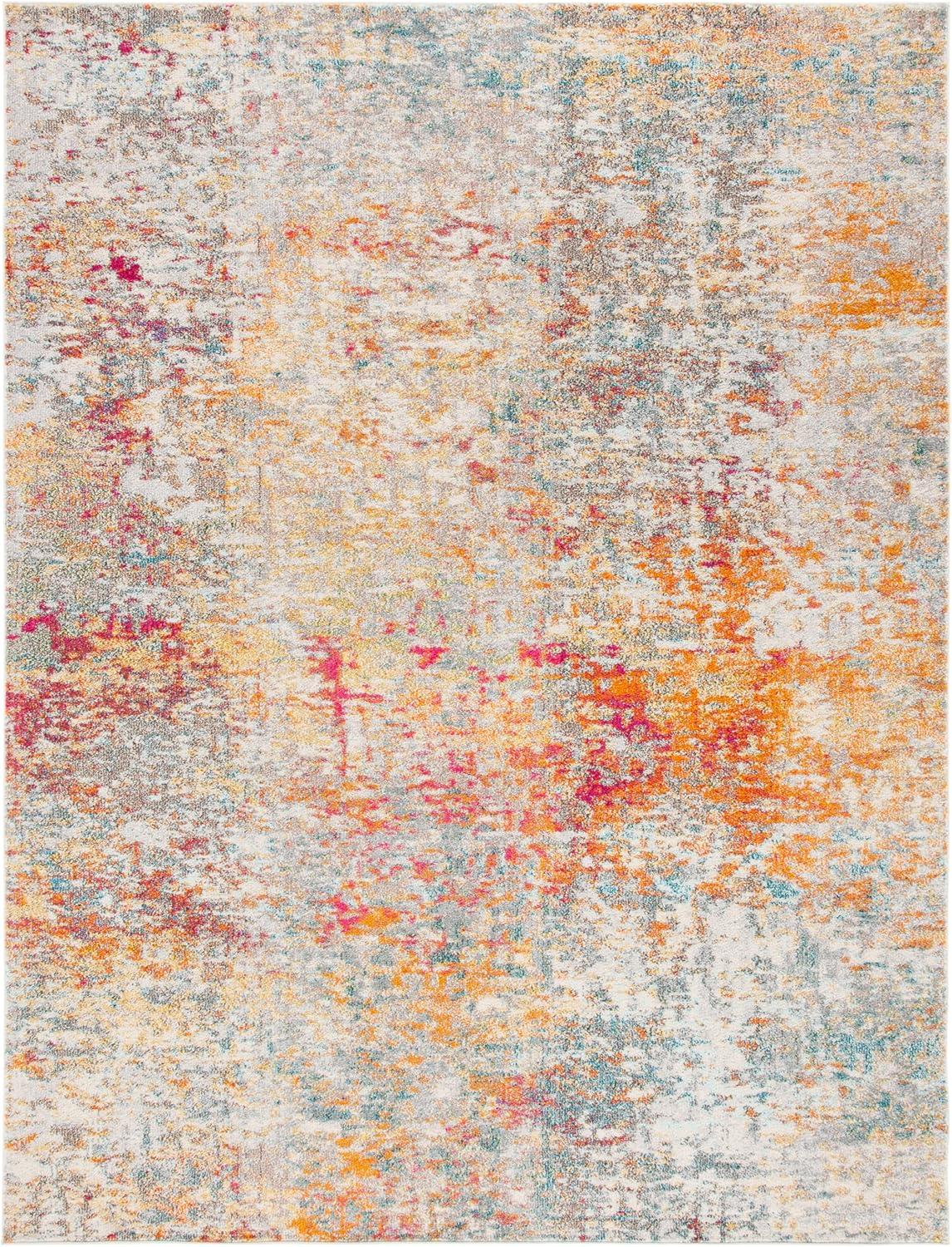 image:imageSAFAVIEH Area Rug 8x10 Madison Collection Large Grey amp Pink Modern Abstract Design NonShedding amp Easy Cleaning Ideal for Living Room Bedroom Office Dining Space MAD460AGreyTurquoise