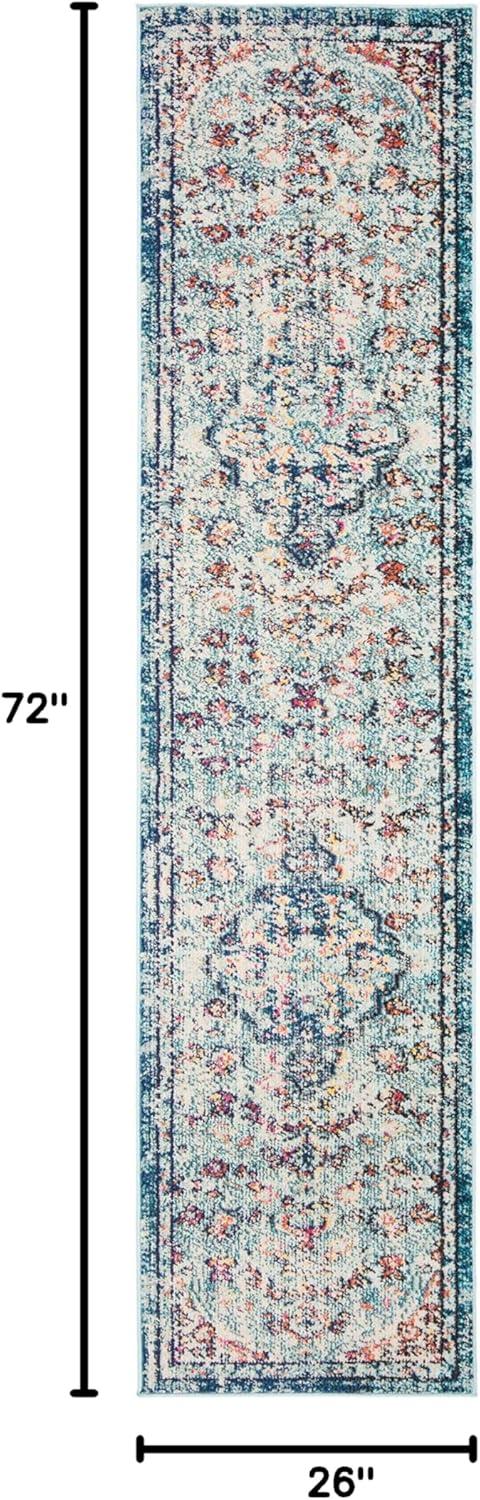image:imageSAFAVIEH Area Rug 8x10 Madison Collection Large Ivory amp Orange Boho Chic Medallion Distressed Design NonShedding amp Easy Cleaning Ideal for Living Room Bedroom Dining Space MAD447ANavyLight Blue