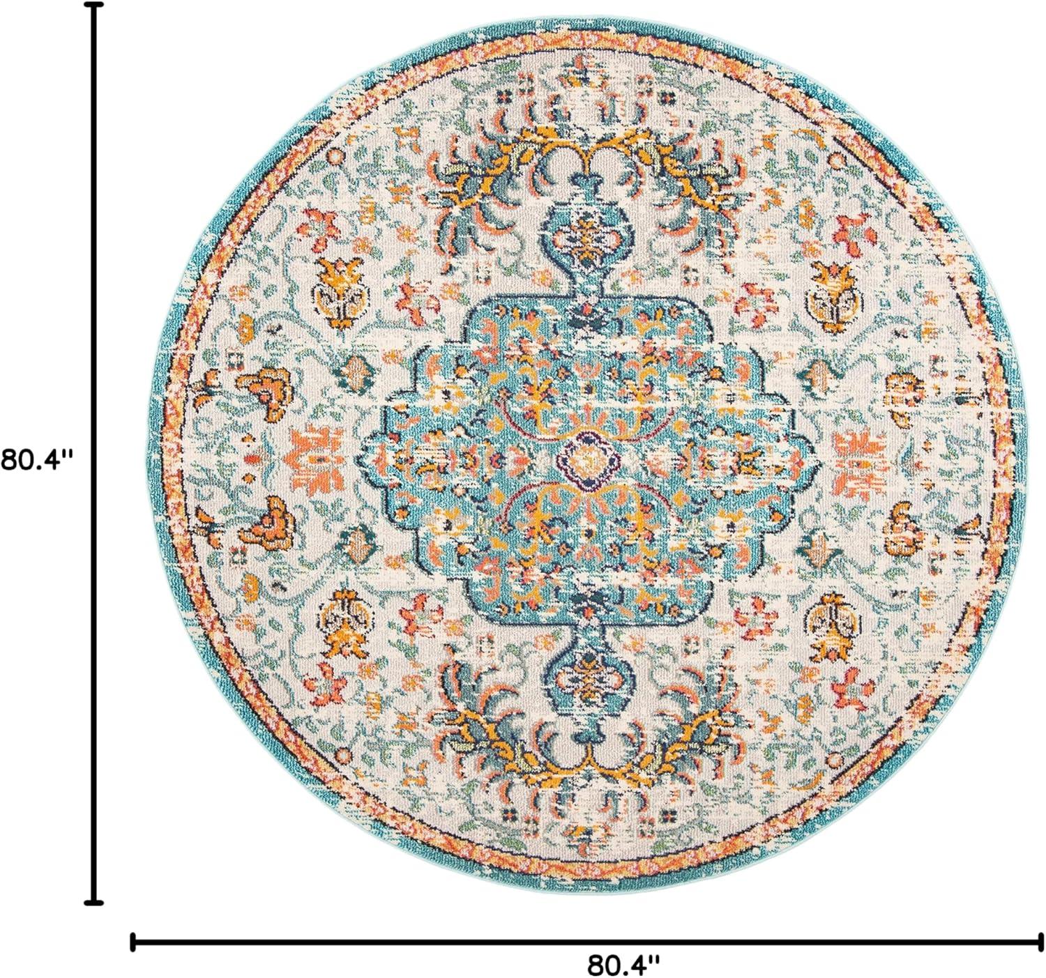 image:imageSAFAVIEH Area Rug 8x10 Madison Collection Large Ivory amp Orange Boho Chic Medallion Distressed Design NonShedding amp Easy Cleaning Ideal for Living Room Bedroom Dining Space MAD447AGreyLight Blue