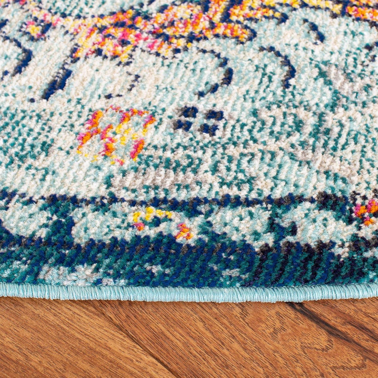 image:imageSAFAVIEH Area Rug 8x10 Madison Collection Large Ivory amp Orange Boho Chic Medallion Distressed Design NonShedding amp Easy Cleaning Ideal for Living Room Bedroom Dining Space MAD447ANavyLight Blue