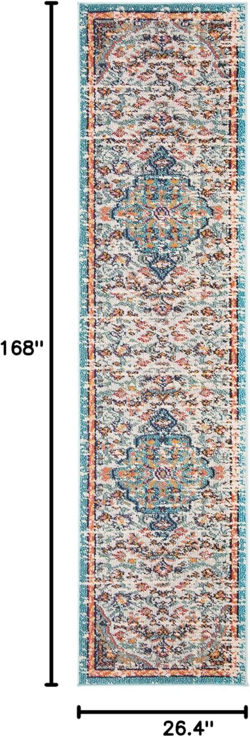 image:imageSAFAVIEH Area Rug 8x10 Madison Collection Large Ivory amp Orange Boho Chic Medallion Distressed Design NonShedding amp Easy Cleaning Ideal for Living Room Bedroom Dining Space MAD447AGreyLight Blue