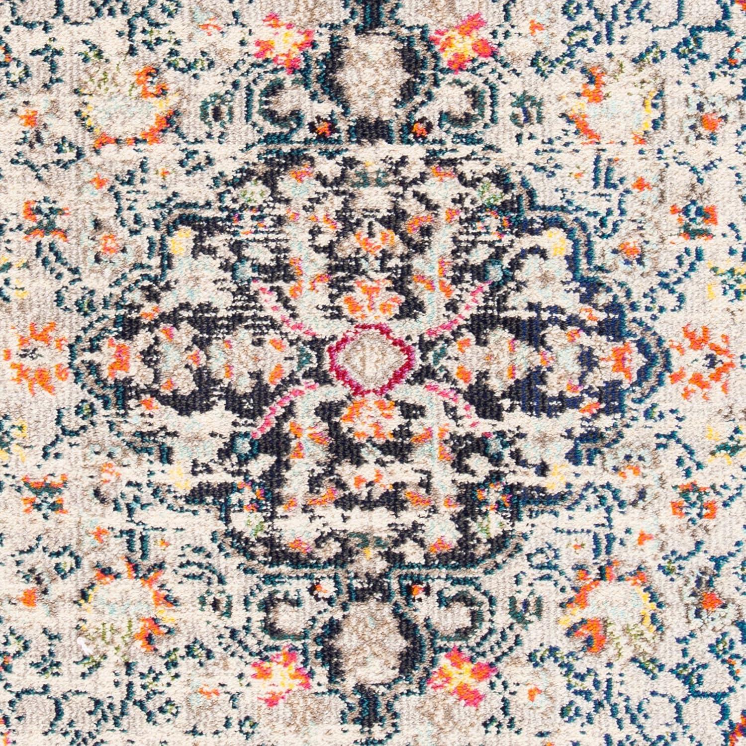 image:imageSAFAVIEH Area Rug 8x10 Madison Collection Large Ivory amp Orange Boho Chic Medallion Distressed Design NonShedding amp Easy Cleaning Ideal for Living Room Bedroom Dining Space MAD447ABeigeBlack