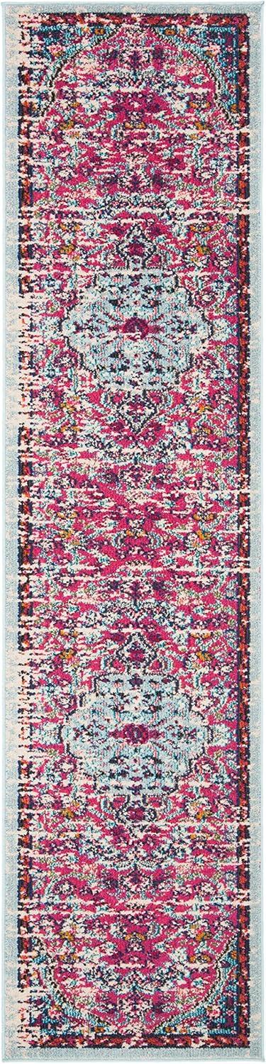 image:imageSAFAVIEH Area Rug 8x10 Madison Collection Large Ivory amp Orange Boho Chic Medallion Distressed Design NonShedding amp Easy Cleaning Ideal for Living Room Bedroom Dining Space MAD447AFuchsiaTeal