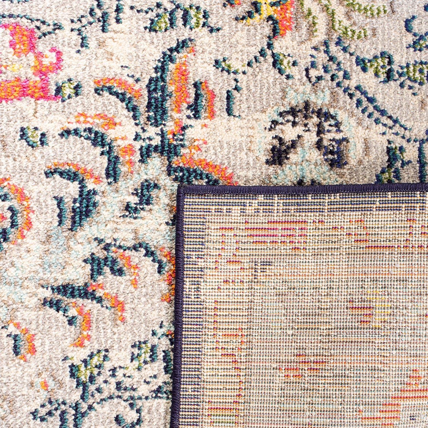 image:imageSAFAVIEH Area Rug 8x10 Madison Collection Large Ivory amp Orange Boho Chic Medallion Distressed Design NonShedding amp Easy Cleaning Ideal for Living Room Bedroom Dining Space MAD447ABeigeBlack