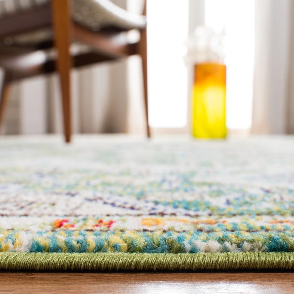 image:imageSAFAVIEH Area Rug 8x10 Madison Collection Large Ivory amp Orange Boho Chic Medallion Distressed Design NonShedding amp Easy Cleaning Ideal for Living Room Bedroom Dining Space MAD447AGreenTurquoise