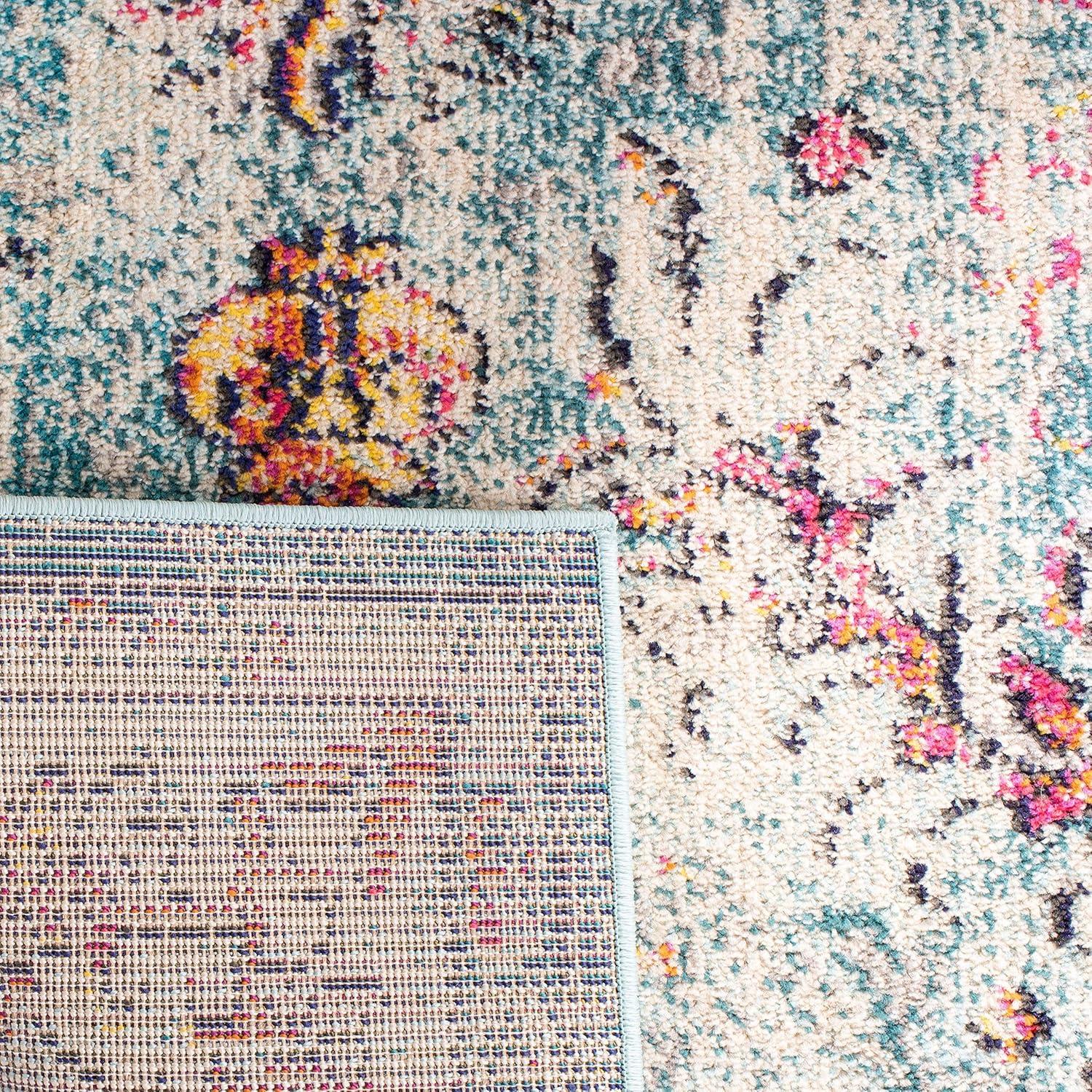 image:imageSAFAVIEH Area Rug 8x10 Madison Collection Large Ivory amp Orange Boho Chic Medallion Distressed Design NonShedding amp Easy Cleaning Ideal for Living Room Bedroom Dining Space MAD447ANavyLight Blue