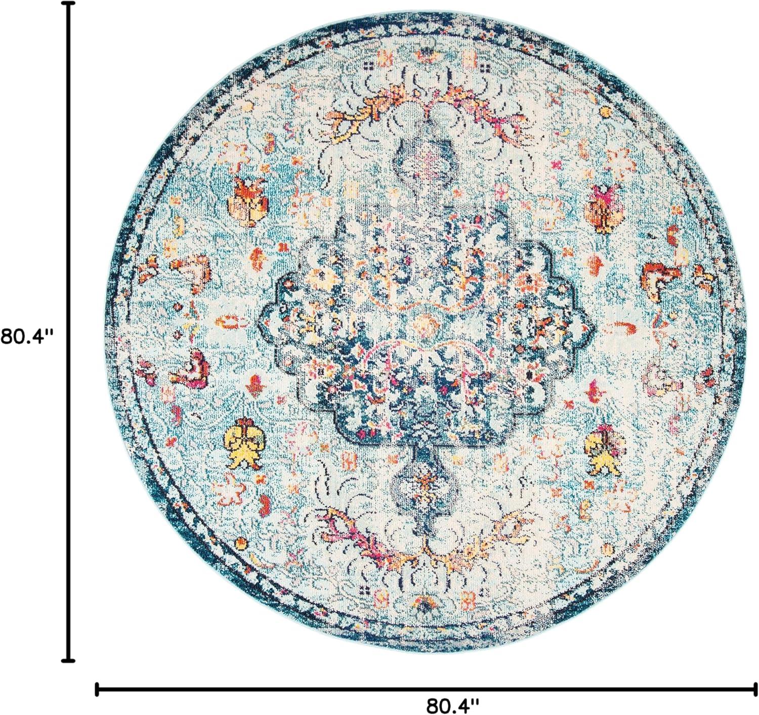 image:imageSAFAVIEH Area Rug 8x10 Madison Collection Large Ivory amp Orange Boho Chic Medallion Distressed Design NonShedding amp Easy Cleaning Ideal for Living Room Bedroom Dining Space MAD447ANavyLight Blue