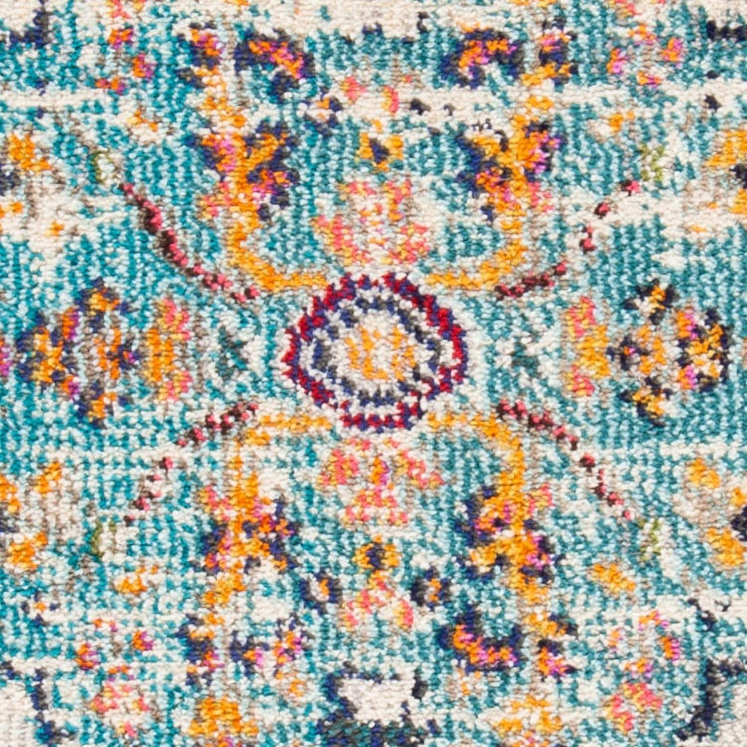 image:imageSAFAVIEH Area Rug 8x10 Madison Collection Large Ivory amp Orange Boho Chic Medallion Distressed Design NonShedding amp Easy Cleaning Ideal for Living Room Bedroom Dining Space MAD447AGreyLight Blue
