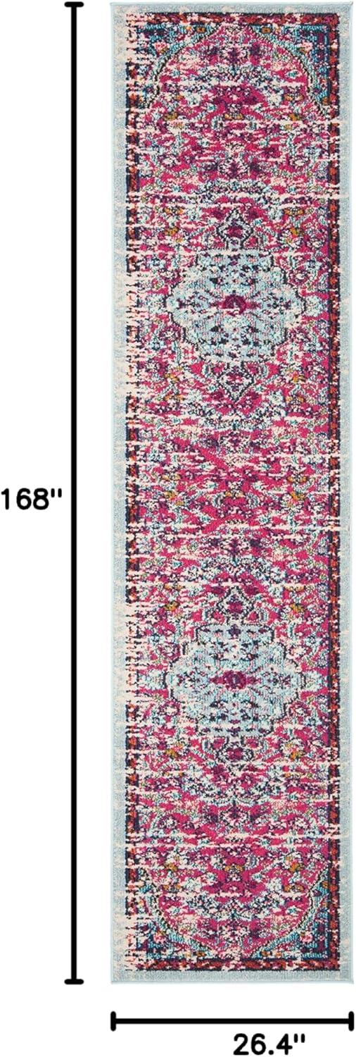 image:imageSAFAVIEH Area Rug 8x10 Madison Collection Large Ivory amp Orange Boho Chic Medallion Distressed Design NonShedding amp Easy Cleaning Ideal for Living Room Bedroom Dining Space MAD447AFuchsiaTeal
