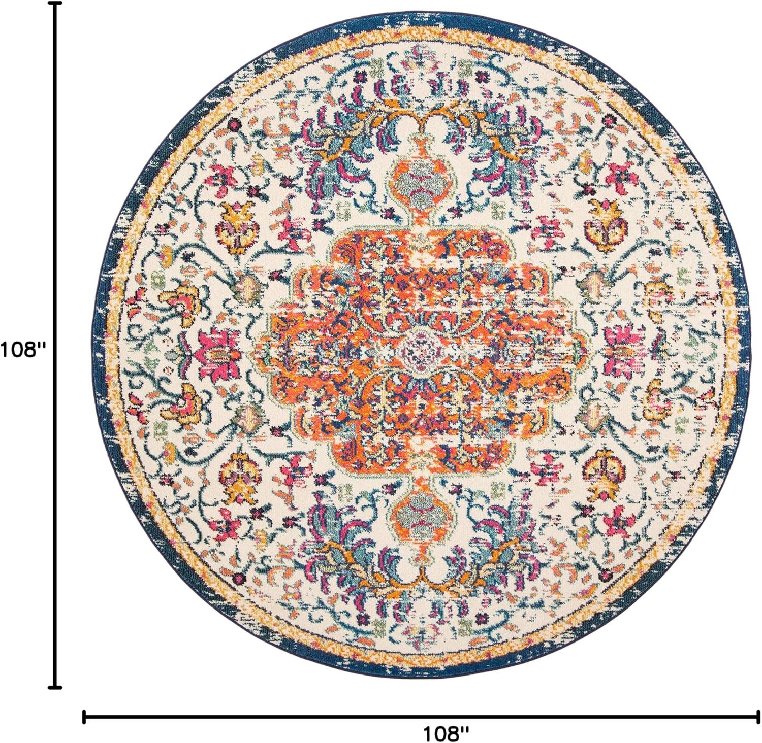 image:imageSAFAVIEH Area Rug 8x10 Madison Collection Large Ivory amp Orange Boho Chic Medallion Distressed Design NonShedding amp Easy Cleaning Ideal for Living Room Bedroom Dining Space MAD447AIvoryOrange