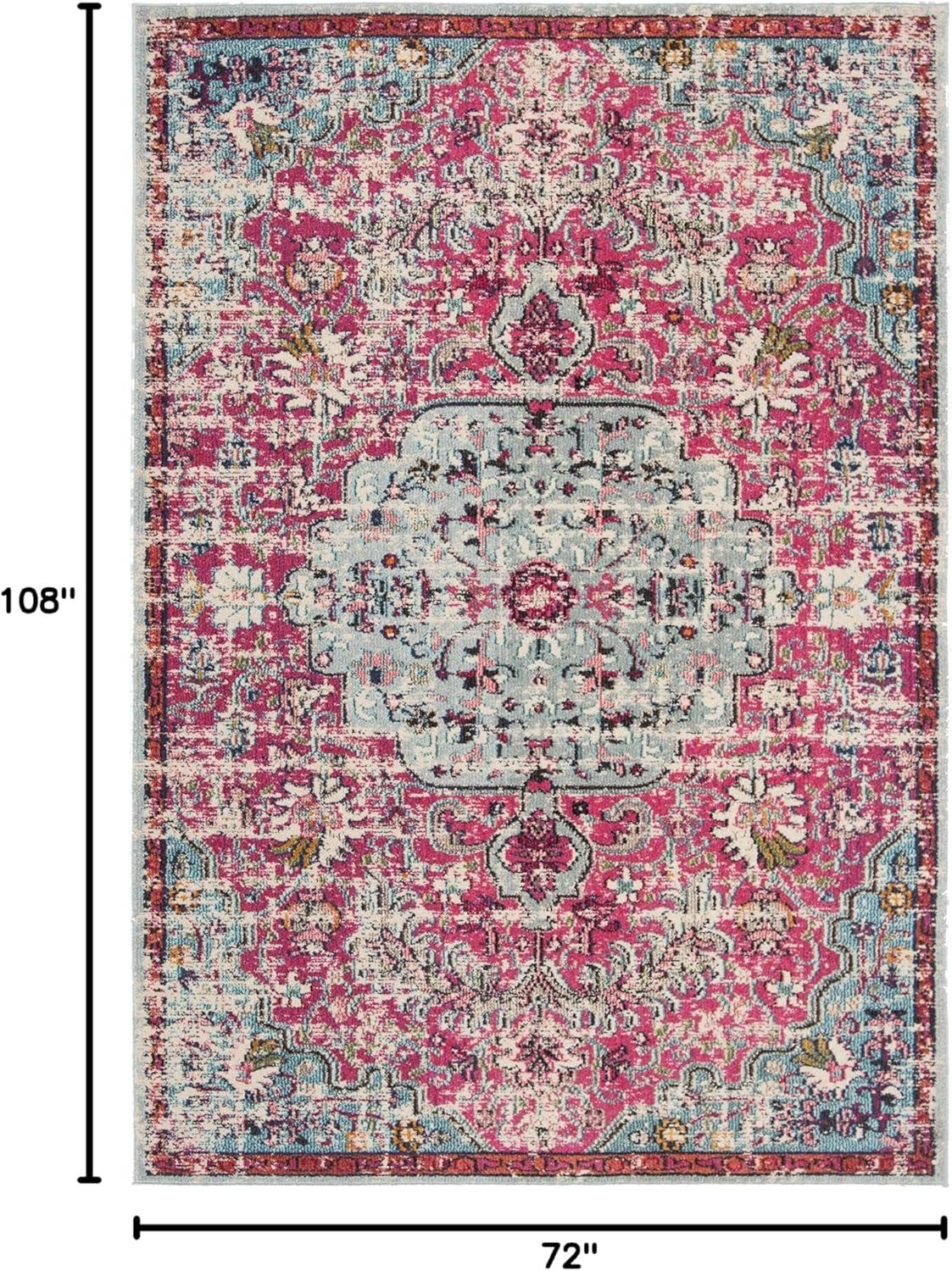 image:imageSAFAVIEH Area Rug 8x10 Madison Collection Large Ivory amp Orange Boho Chic Medallion Distressed Design NonShedding amp Easy Cleaning Ideal for Living Room Bedroom Dining Space MAD447AFuchsiaTeal