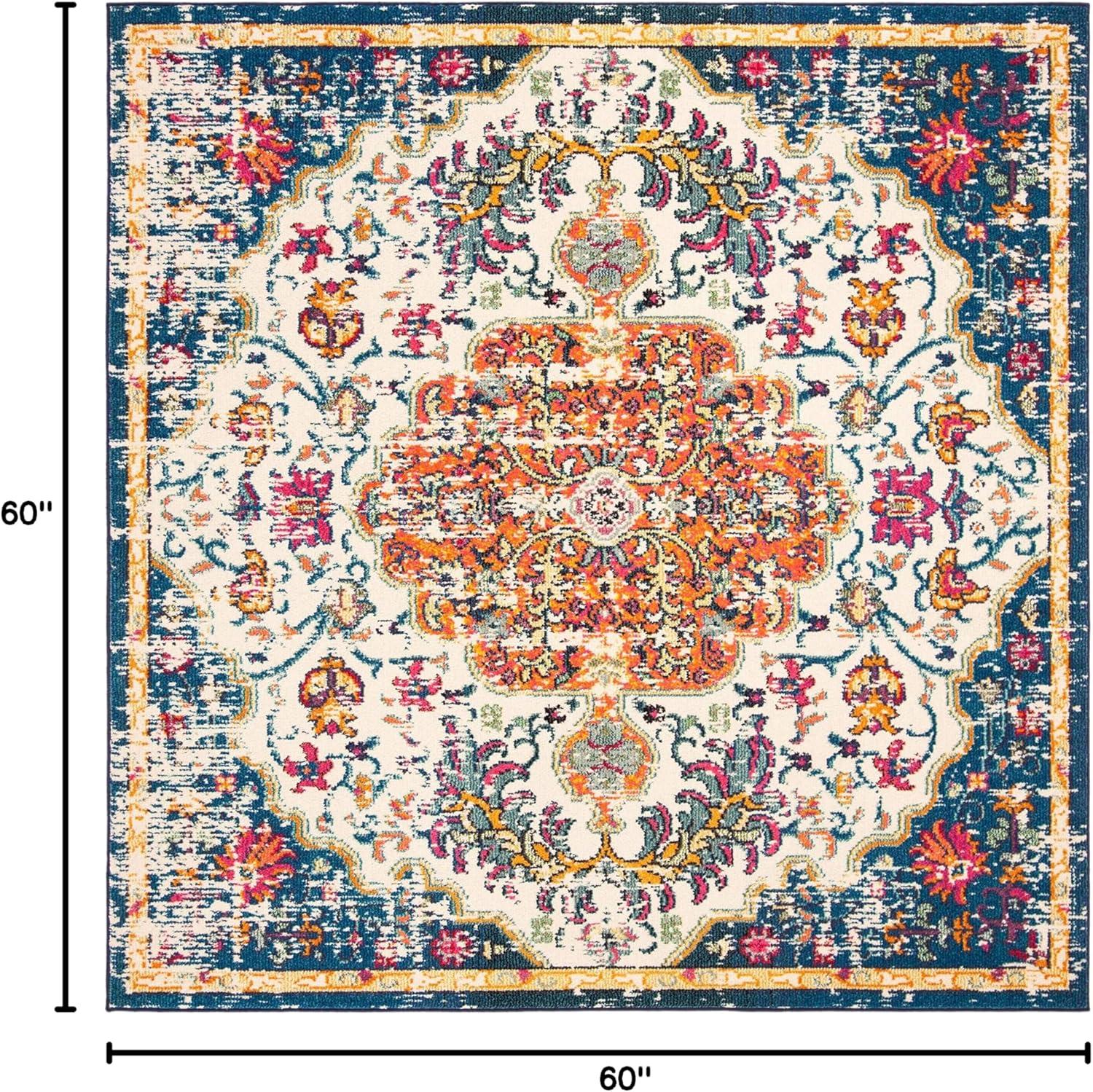 image:imageSAFAVIEH Area Rug 8x10 Madison Collection Large Ivory amp Orange Boho Chic Medallion Distressed Design NonShedding amp Easy Cleaning Ideal for Living Room Bedroom Dining Space MAD447AIvoryOrange