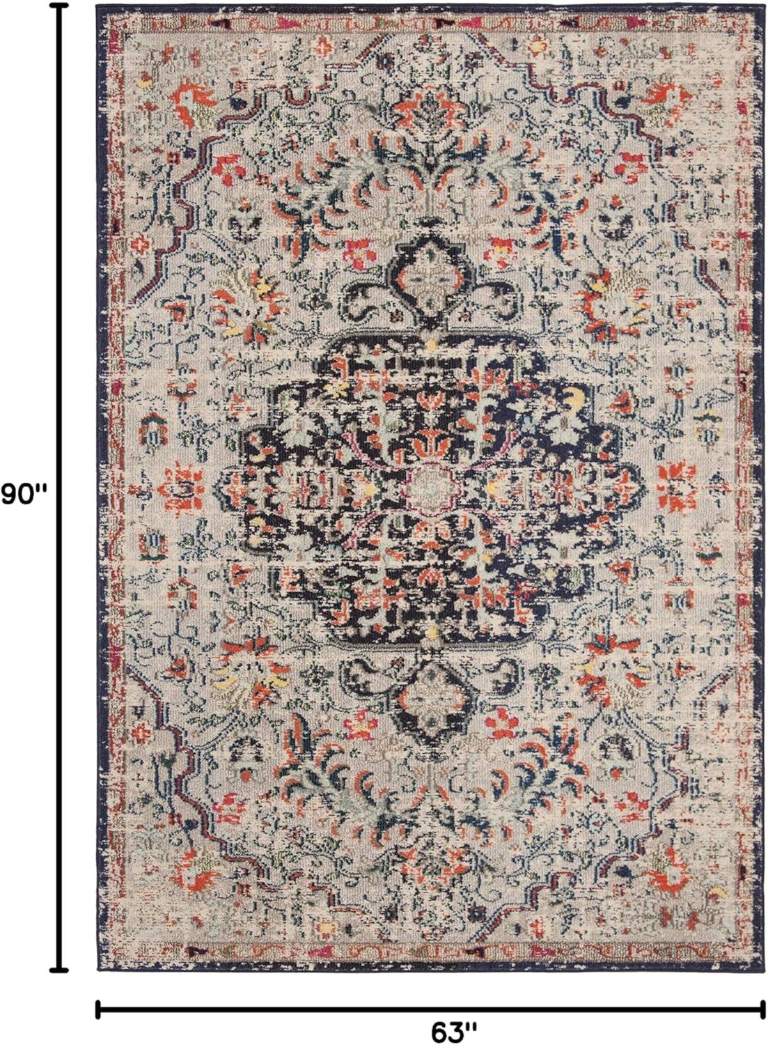 image:imageSAFAVIEH Area Rug 8x10 Madison Collection Large Ivory amp Orange Boho Chic Medallion Distressed Design NonShedding amp Easy Cleaning Ideal for Living Room Bedroom Dining Space MAD447ABeigeBlack