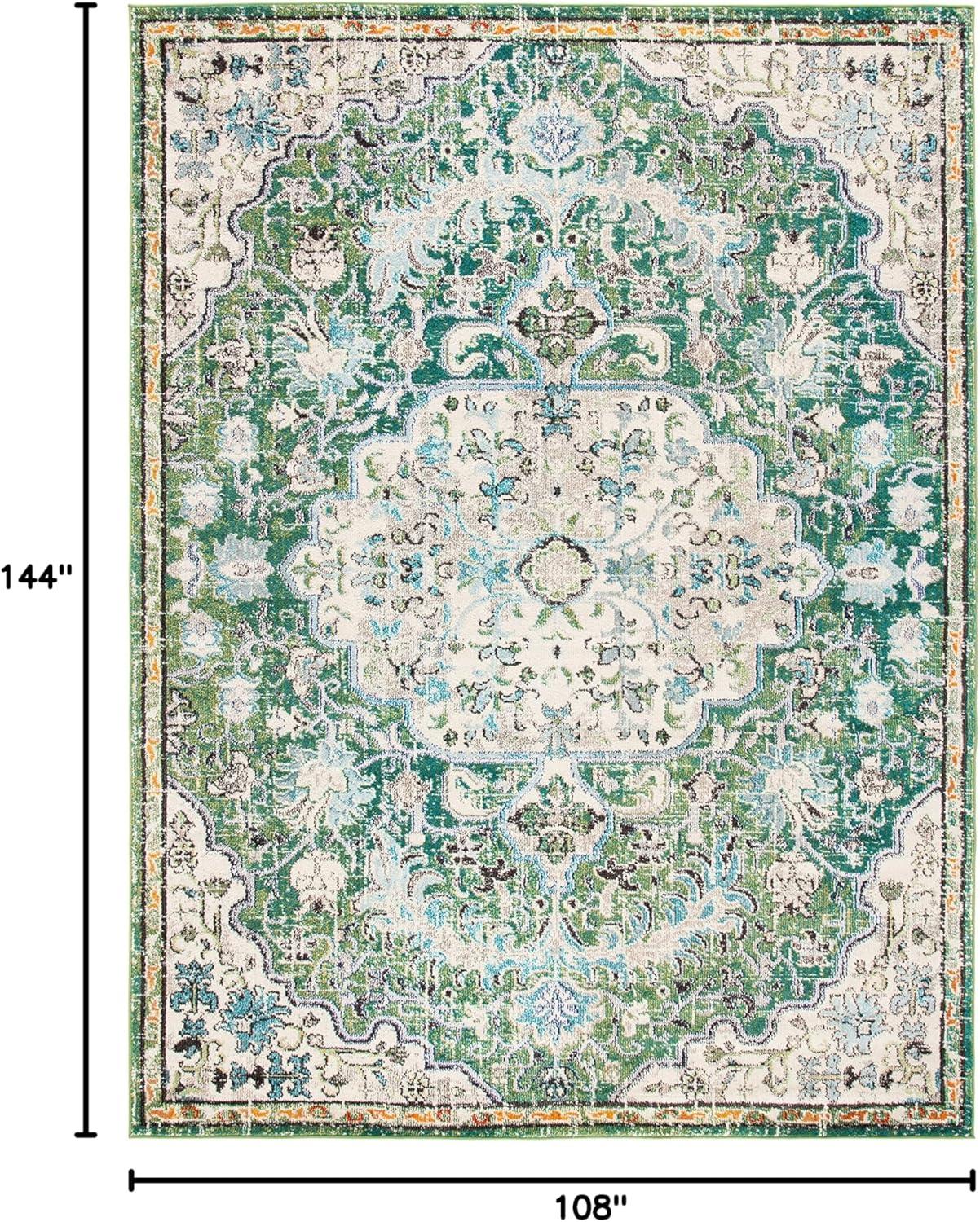 image:imageSAFAVIEH Area Rug 8x10 Madison Collection Large Ivory amp Orange Boho Chic Medallion Distressed Design NonShedding amp Easy Cleaning Ideal for Living Room Bedroom Dining Space MAD447AGreenTurquoise