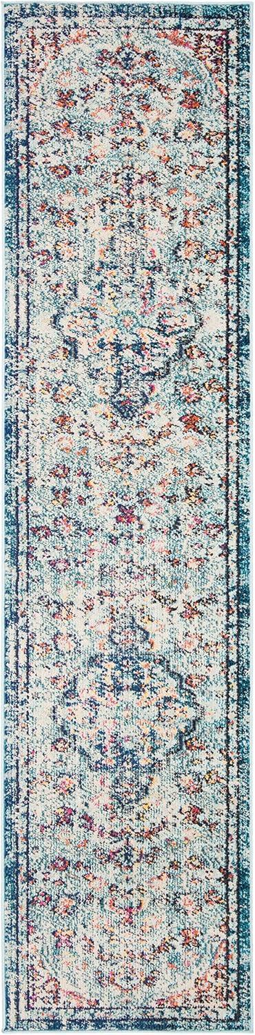 image:imageSAFAVIEH Area Rug 8x10 Madison Collection Large Ivory amp Orange Boho Chic Medallion Distressed Design NonShedding amp Easy Cleaning Ideal for Living Room Bedroom Dining Space MAD447ANavyLight Blue