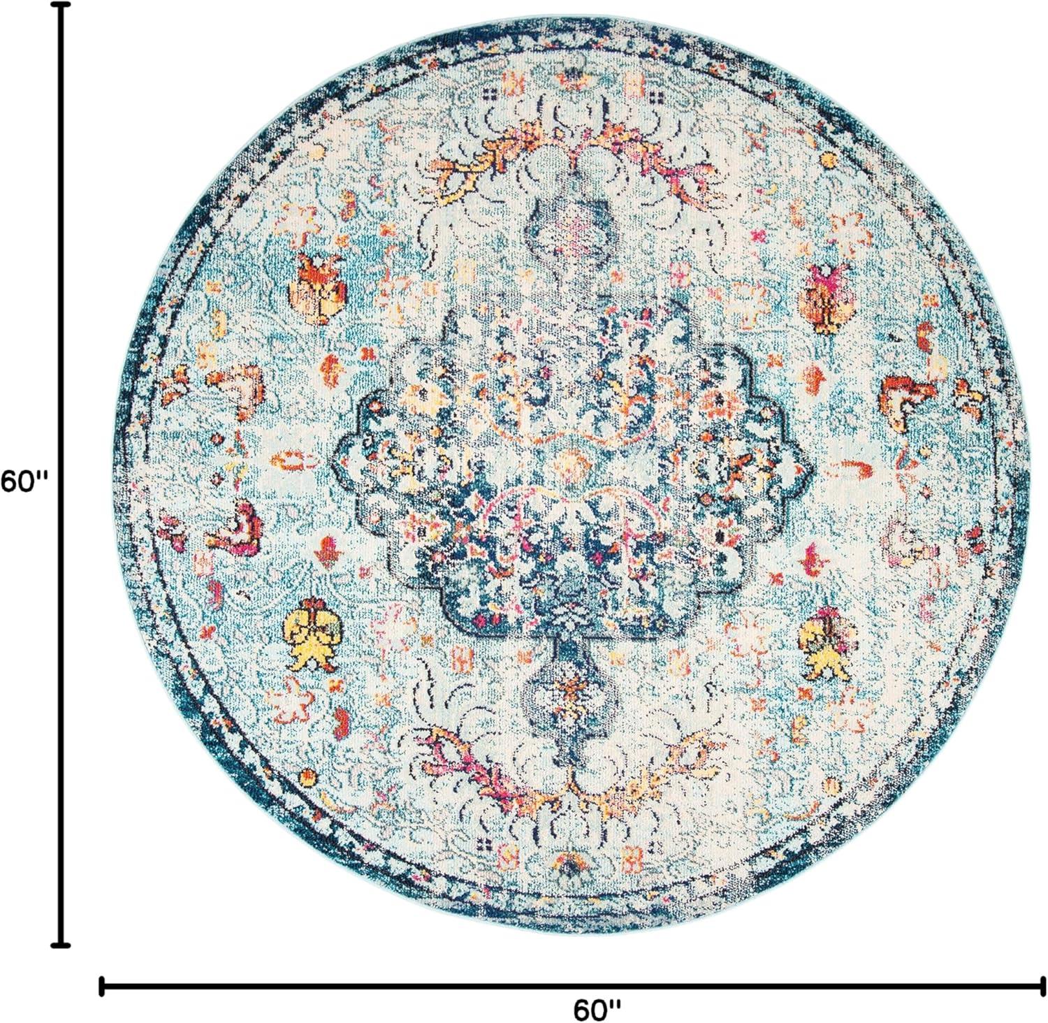 image:imageSAFAVIEH Area Rug 8x10 Madison Collection Large Ivory amp Orange Boho Chic Medallion Distressed Design NonShedding amp Easy Cleaning Ideal for Living Room Bedroom Dining Space MAD447ANavyLight Blue
