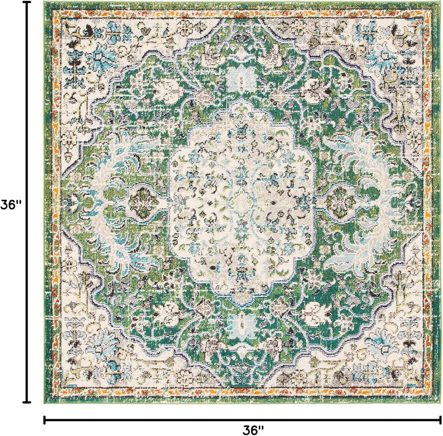 image:imageSAFAVIEH Area Rug 8x10 Madison Collection Large Ivory amp Orange Boho Chic Medallion Distressed Design NonShedding amp Easy Cleaning Ideal for Living Room Bedroom Dining Space MAD447AGreenTurquoise