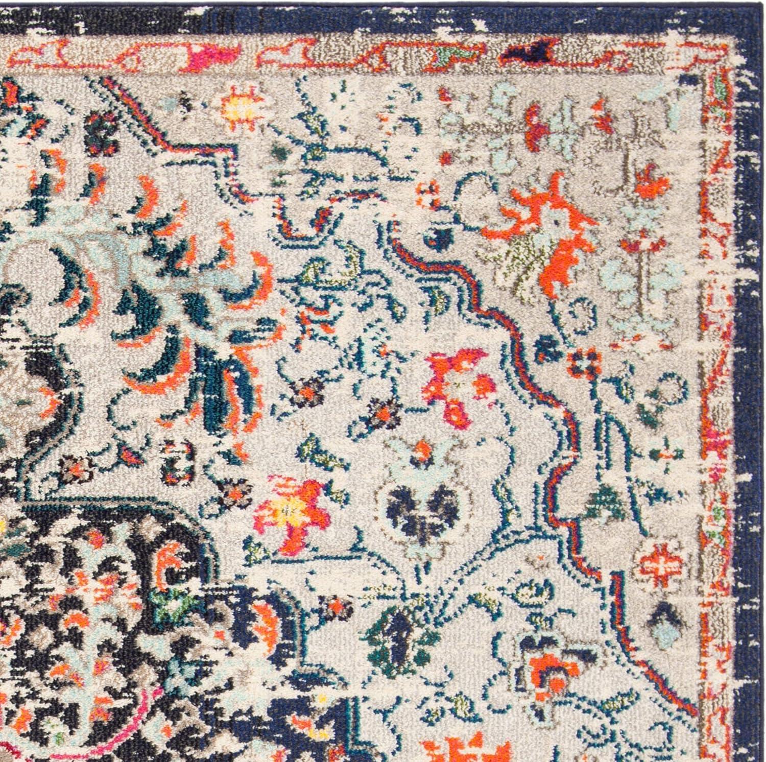 image:imageSAFAVIEH Area Rug 8x10 Madison Collection Large Ivory amp Orange Boho Chic Medallion Distressed Design NonShedding amp Easy Cleaning Ideal for Living Room Bedroom Dining Space MAD447ABeigeBlack
