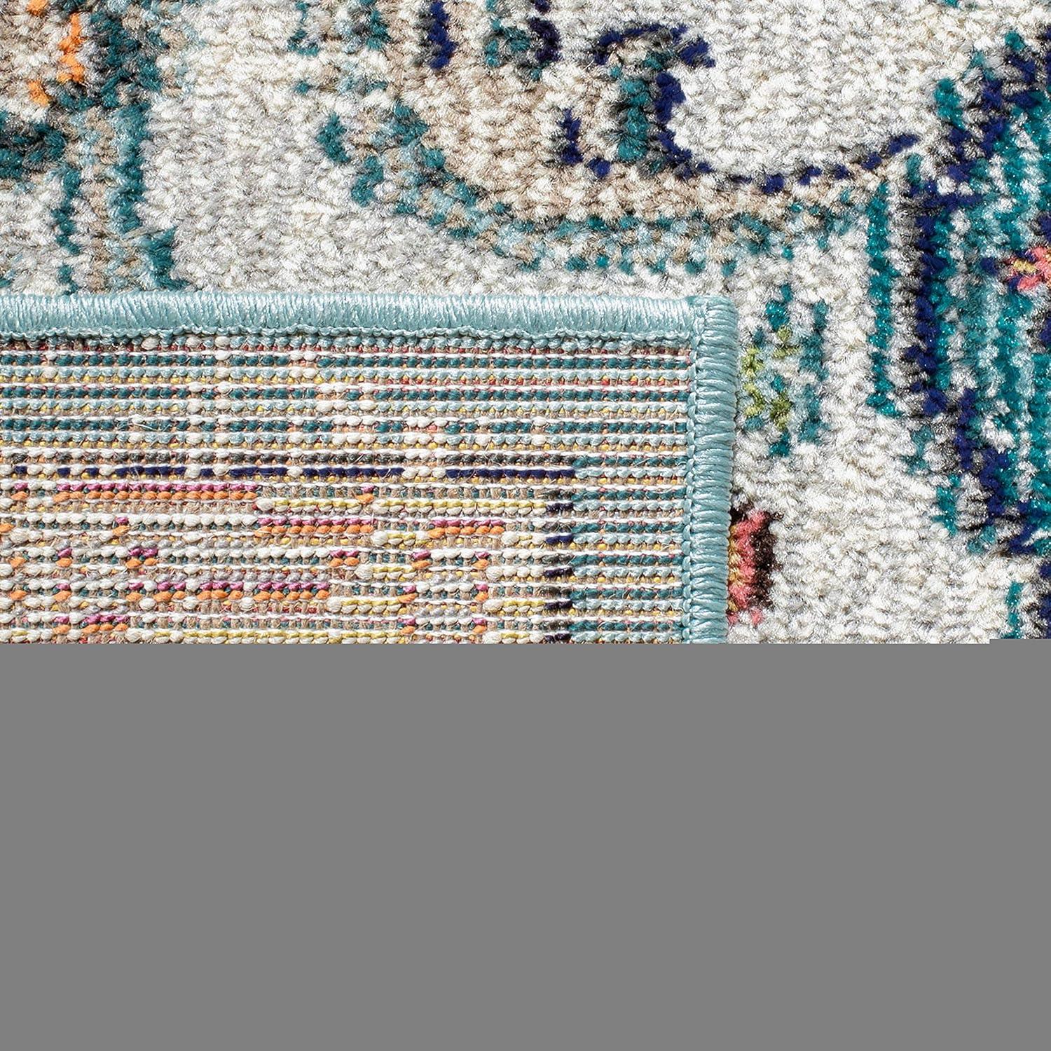 image:imageSAFAVIEH Area Rug 8x10 Madison Collection Large Ivory amp Orange Boho Chic Medallion Distressed Design NonShedding amp Easy Cleaning Ideal for Living Room Bedroom Dining Space MAD447AGreyLight Blue