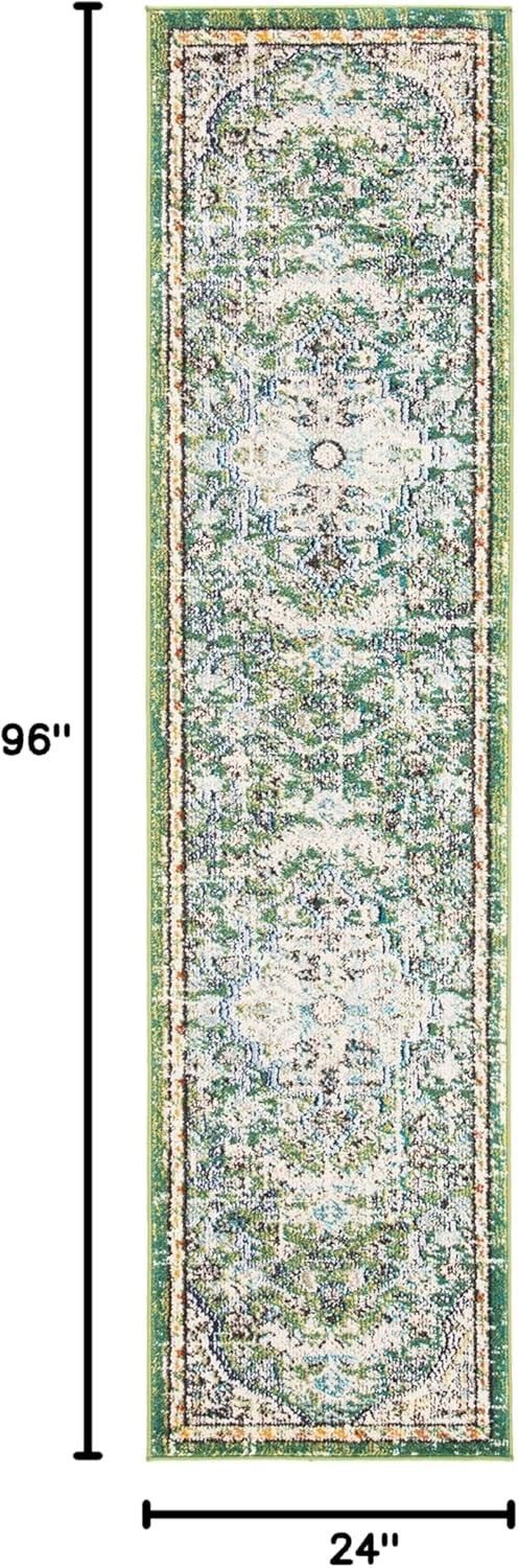 image:imageSAFAVIEH Area Rug 8x10 Madison Collection Large Ivory amp Orange Boho Chic Medallion Distressed Design NonShedding amp Easy Cleaning Ideal for Living Room Bedroom Dining Space MAD447AGreenTurquoise