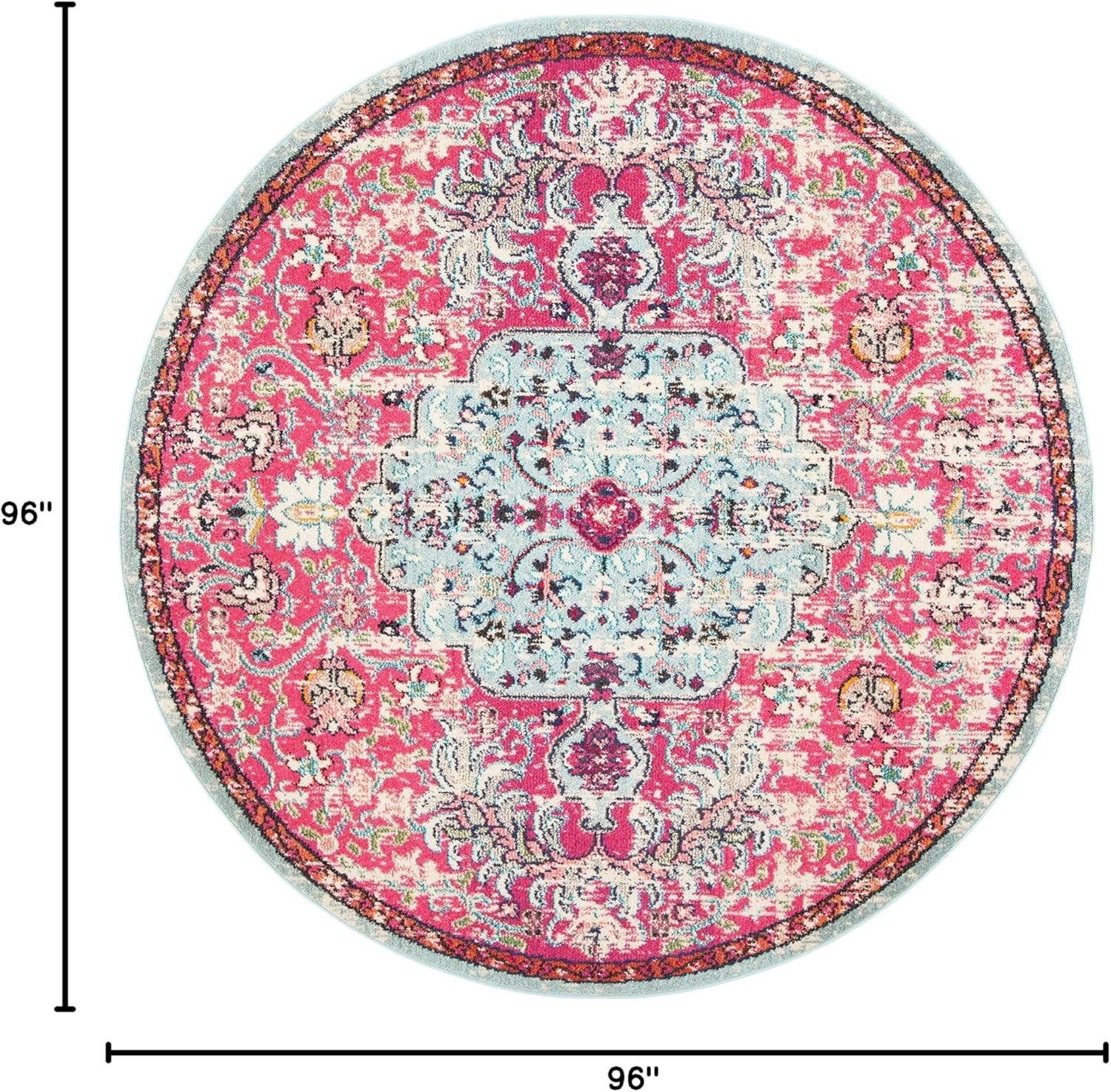 image:imageSAFAVIEH Area Rug 8x10 Madison Collection Large Ivory amp Orange Boho Chic Medallion Distressed Design NonShedding amp Easy Cleaning Ideal for Living Room Bedroom Dining Space MAD447AFuchsiaTeal