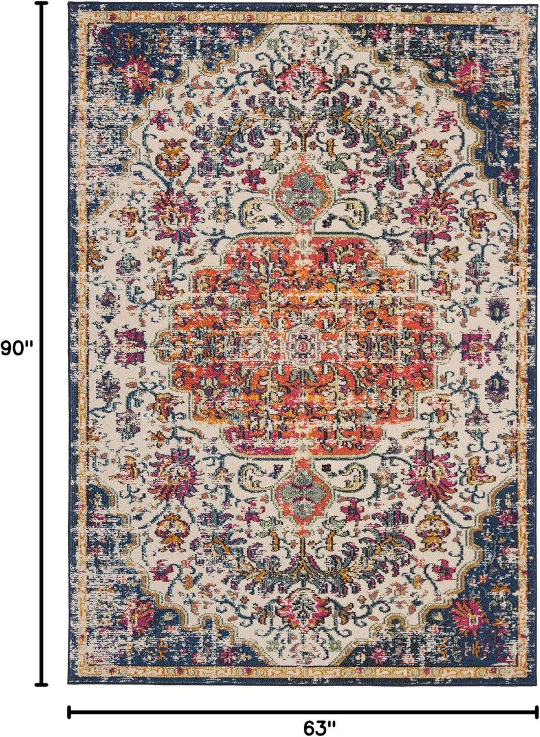 image:imageSAFAVIEH Area Rug 8x10 Madison Collection Large Ivory amp Orange Boho Chic Medallion Distressed Design NonShedding amp Easy Cleaning Ideal for Living Room Bedroom Dining Space MAD447AIvoryOrange