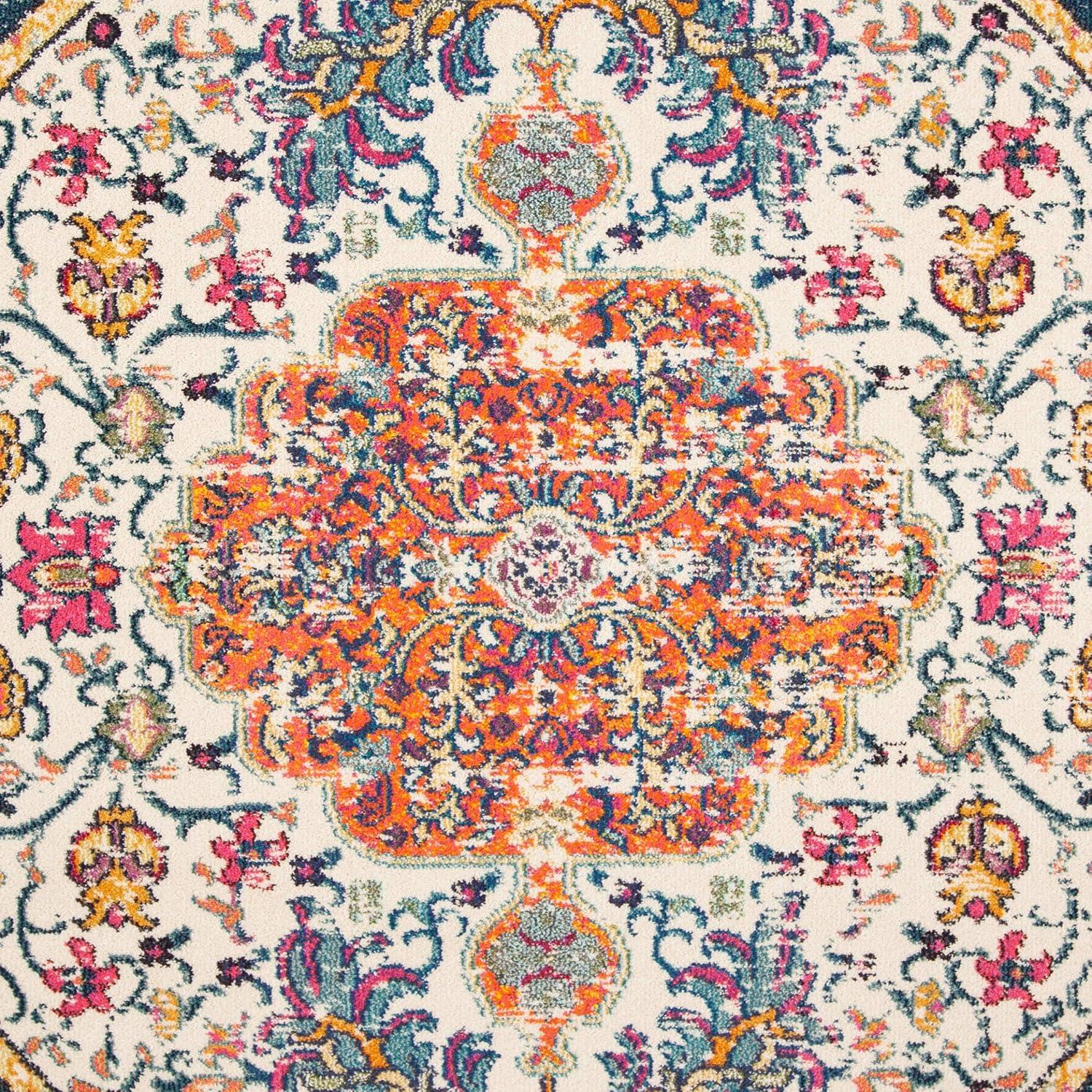image:imageSAFAVIEH Area Rug 8x10 Madison Collection Large Ivory amp Orange Boho Chic Medallion Distressed Design NonShedding amp Easy Cleaning Ideal for Living Room Bedroom Dining Space MAD447AIvoryOrange
