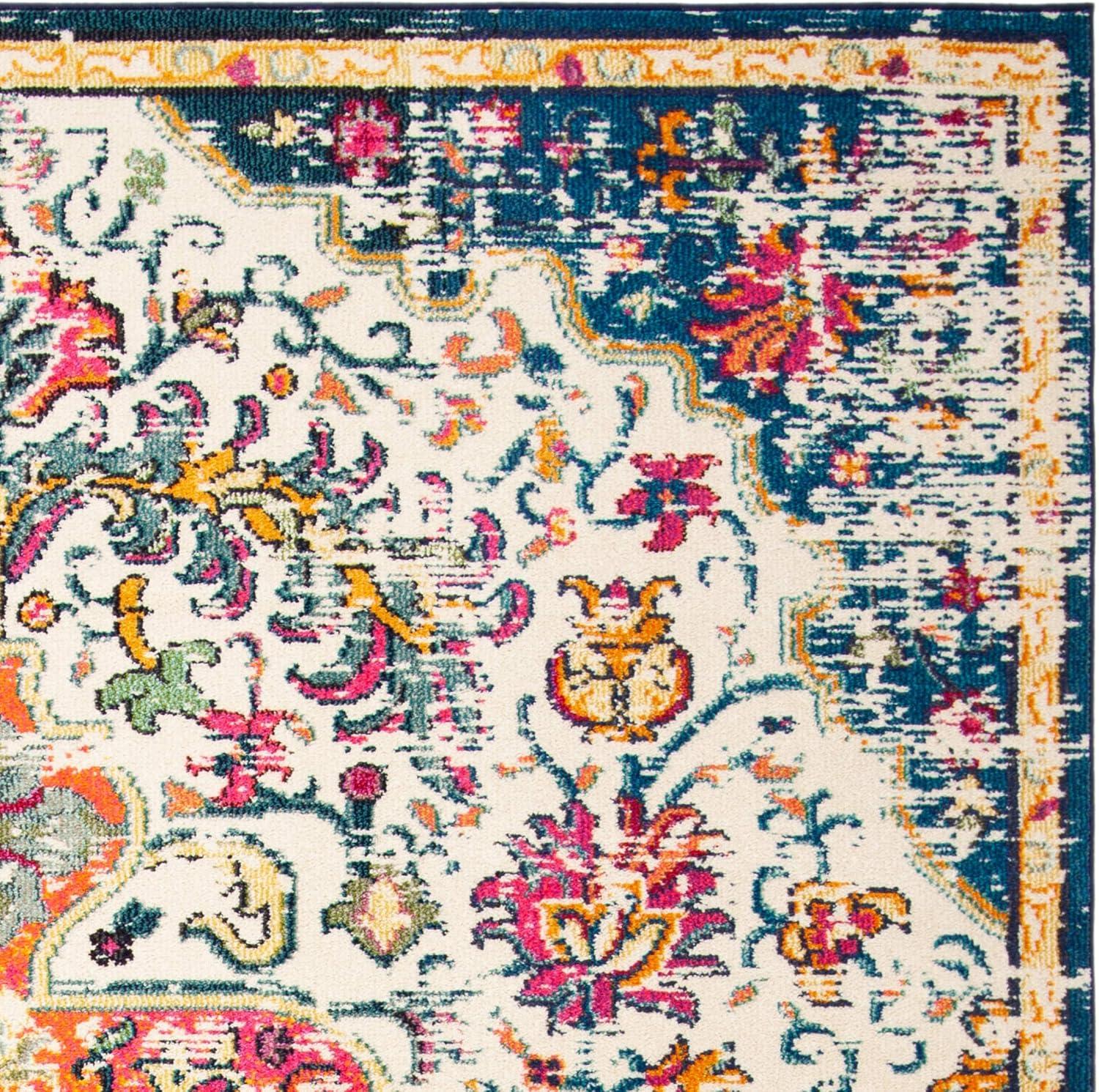 image:imageSAFAVIEH Area Rug 8x10 Madison Collection Large Ivory amp Orange Boho Chic Medallion Distressed Design NonShedding amp Easy Cleaning Ideal for Living Room Bedroom Dining Space MAD447AIvoryOrange