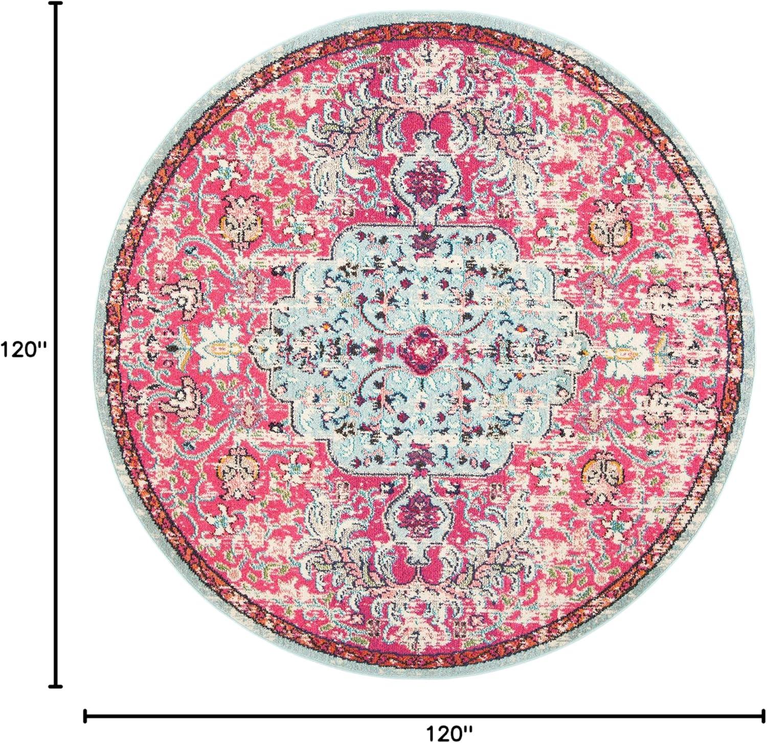 image:imageSAFAVIEH Area Rug 8x10 Madison Collection Large Ivory amp Orange Boho Chic Medallion Distressed Design NonShedding amp Easy Cleaning Ideal for Living Room Bedroom Dining Space MAD447AFuchsiaTeal