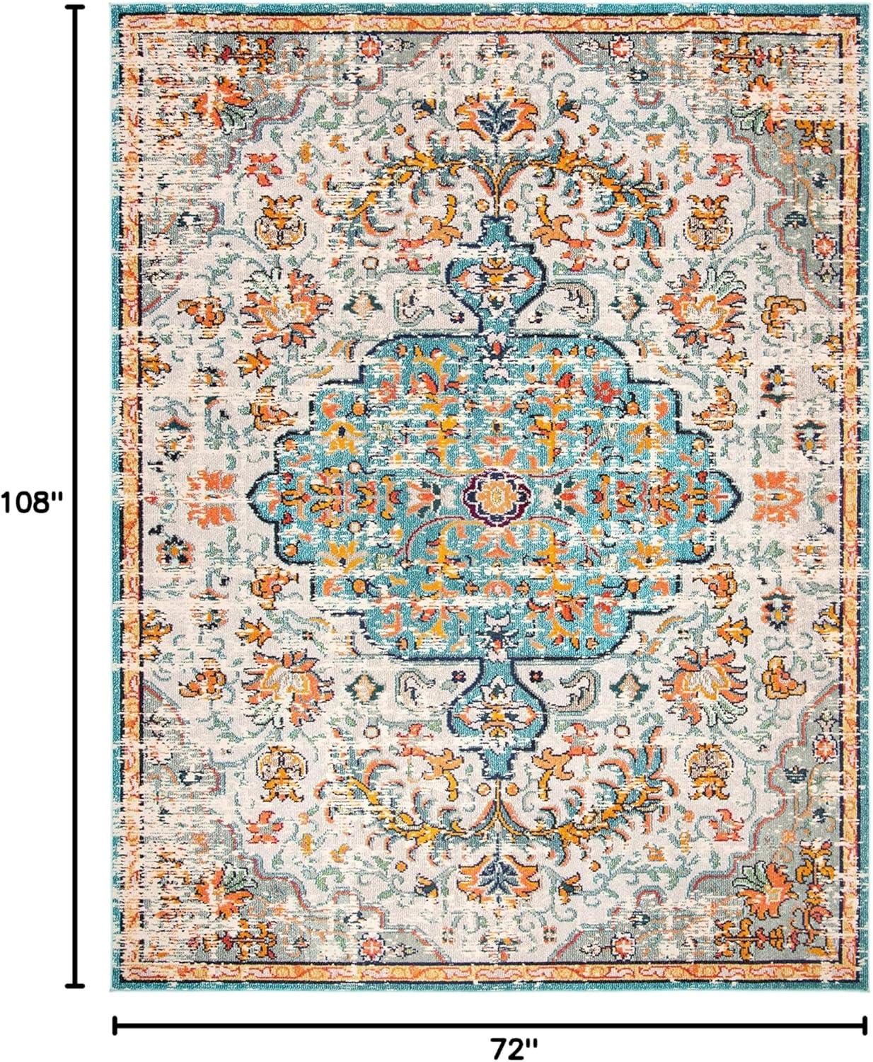 image:imageSAFAVIEH Area Rug 8x10 Madison Collection Large Ivory amp Orange Boho Chic Medallion Distressed Design NonShedding amp Easy Cleaning Ideal for Living Room Bedroom Dining Space MAD447AGreyLight Blue