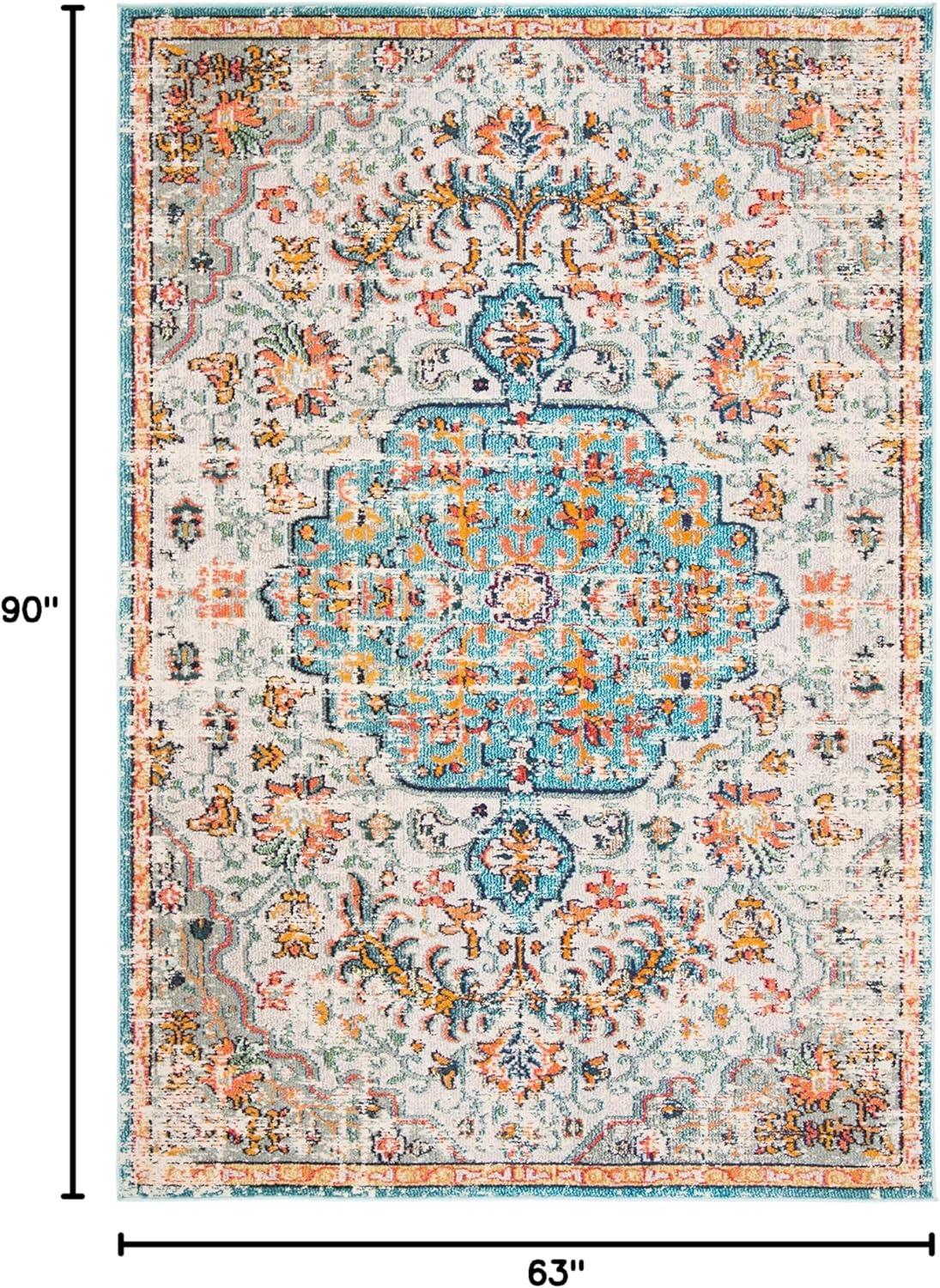 image:imageSAFAVIEH Area Rug 8x10 Madison Collection Large Ivory amp Orange Boho Chic Medallion Distressed Design NonShedding amp Easy Cleaning Ideal for Living Room Bedroom Dining Space MAD447AGreyLight Blue