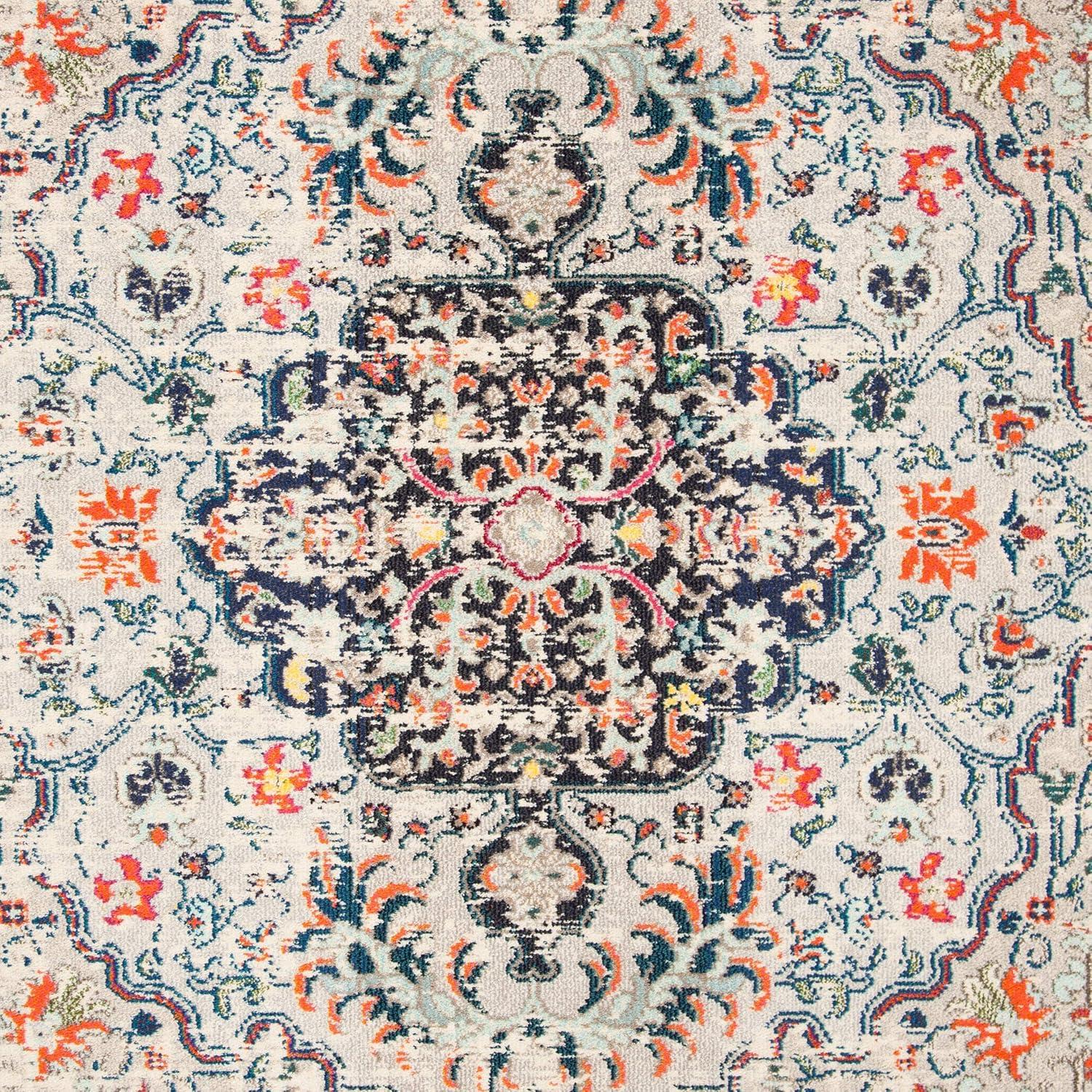 image:imageSAFAVIEH Area Rug 8x10 Madison Collection Large Ivory amp Orange Boho Chic Medallion Distressed Design NonShedding amp Easy Cleaning Ideal for Living Room Bedroom Dining Space MAD447ABeigeBlack