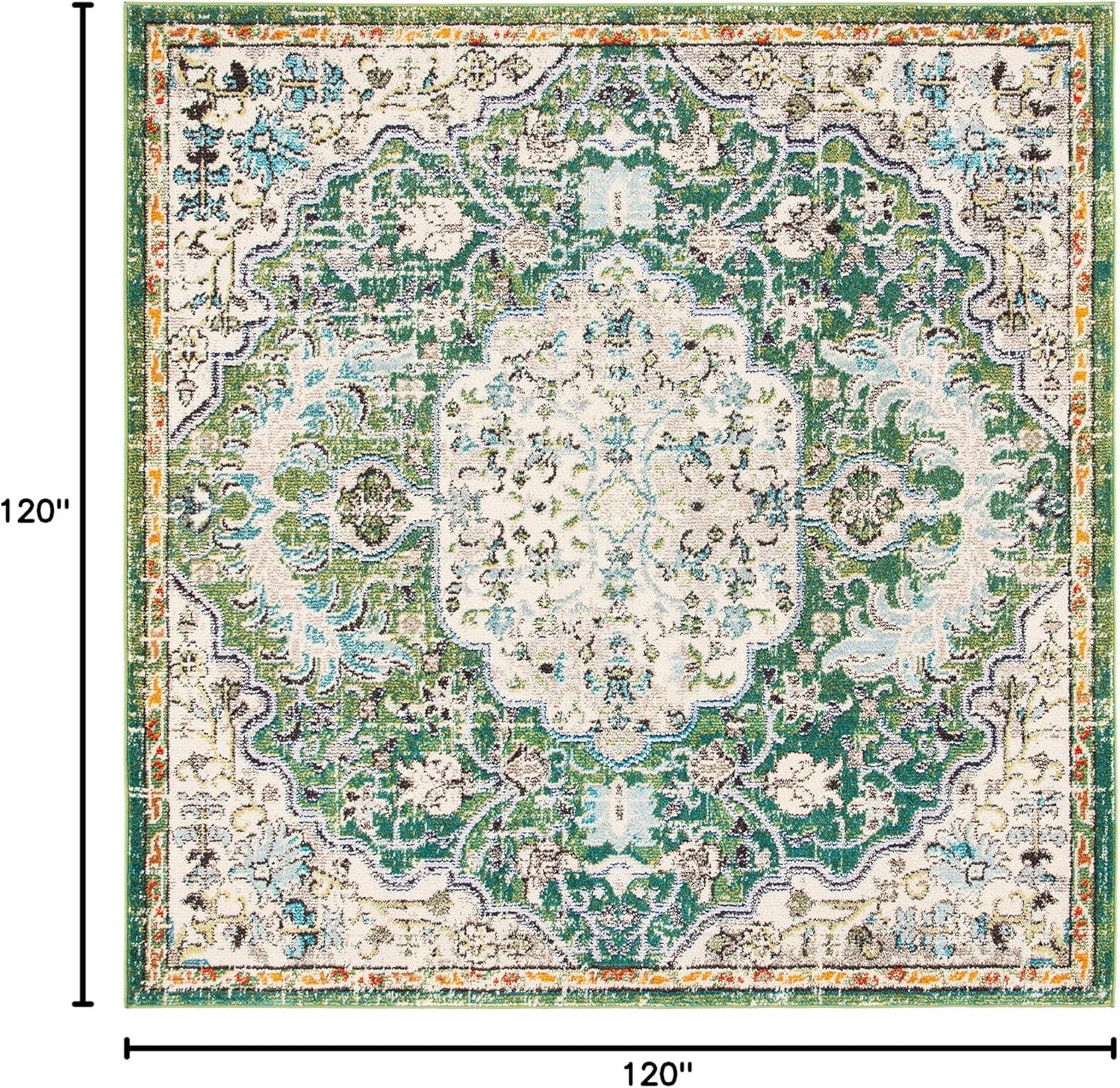 image:imageSAFAVIEH Area Rug 8x10 Madison Collection Large Ivory amp Orange Boho Chic Medallion Distressed Design NonShedding amp Easy Cleaning Ideal for Living Room Bedroom Dining Space MAD447AGreenTurquoise