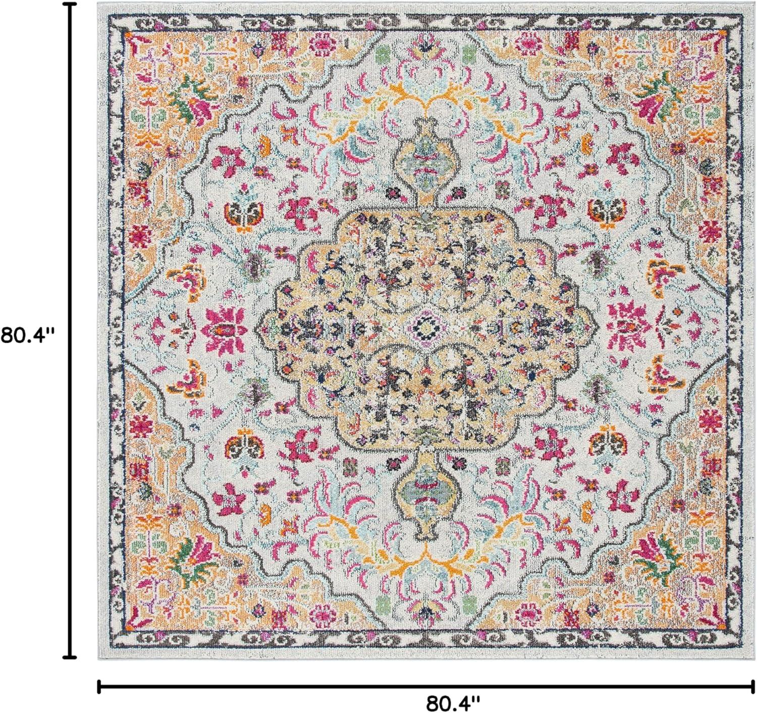 image:imageSAFAVIEH Area Rug 8x10 Madison Collection Large Ivory amp Orange Boho Chic Medallion Distressed Design NonShedding amp Easy Cleaning Ideal for Living Room Bedroom Dining Space MAD447AGreyGold