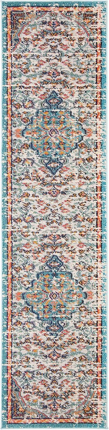 image:imageSAFAVIEH Area Rug 8x10 Madison Collection Large Ivory amp Orange Boho Chic Medallion Distressed Design NonShedding amp Easy Cleaning Ideal for Living Room Bedroom Dining Space MAD447AGreyLight Blue
