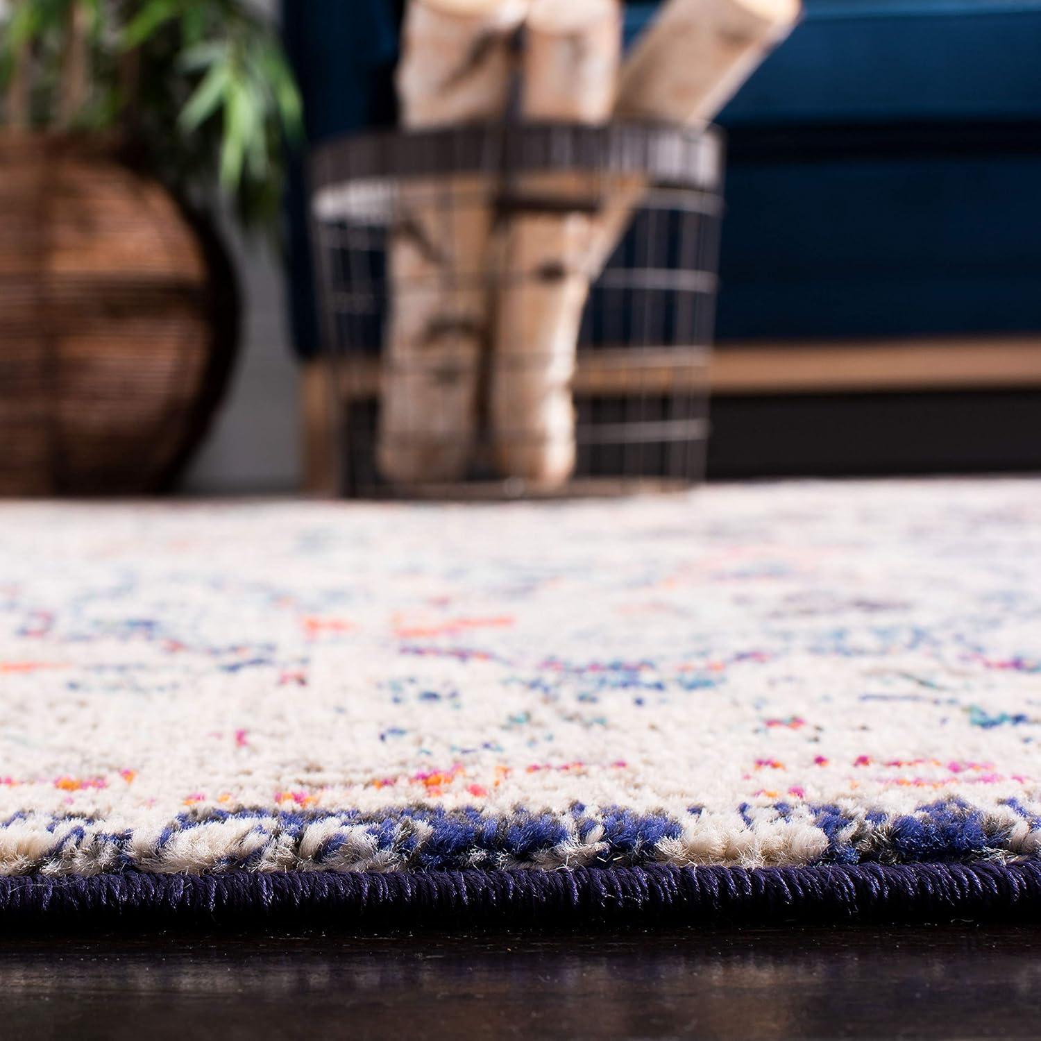 image:imageSAFAVIEH Area Rug 8x10 Madison Collection Large Ivory amp Orange Boho Chic Medallion Distressed Design NonShedding amp Easy Cleaning Ideal for Living Room Bedroom Dining Space MAD447ABeigeBlack