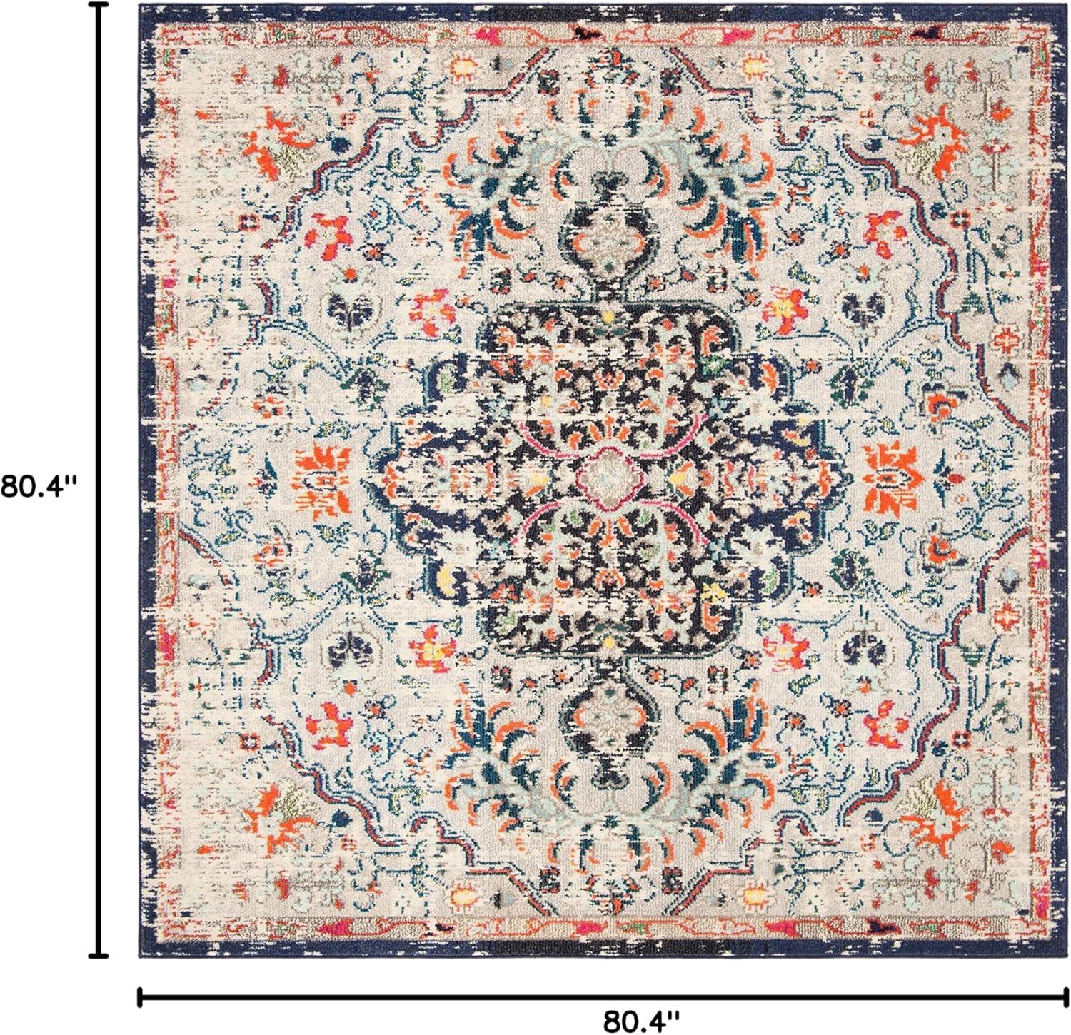 image:imageSAFAVIEH Area Rug 8x10 Madison Collection Large Ivory amp Orange Boho Chic Medallion Distressed Design NonShedding amp Easy Cleaning Ideal for Living Room Bedroom Dining Space MAD447ABeigeBlack